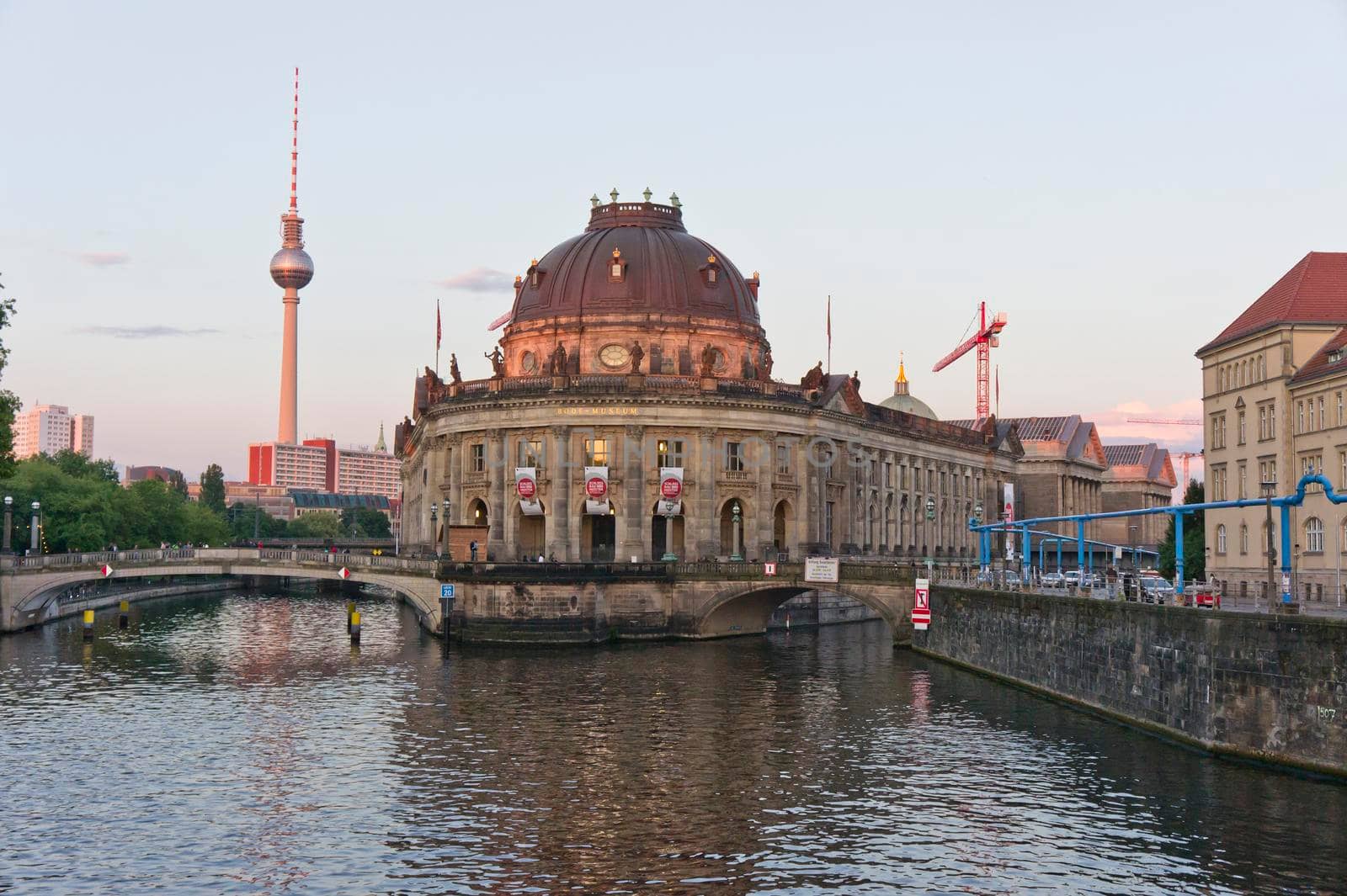 Berlin, Old city sunset view by the river Spree,  Germany, Europe