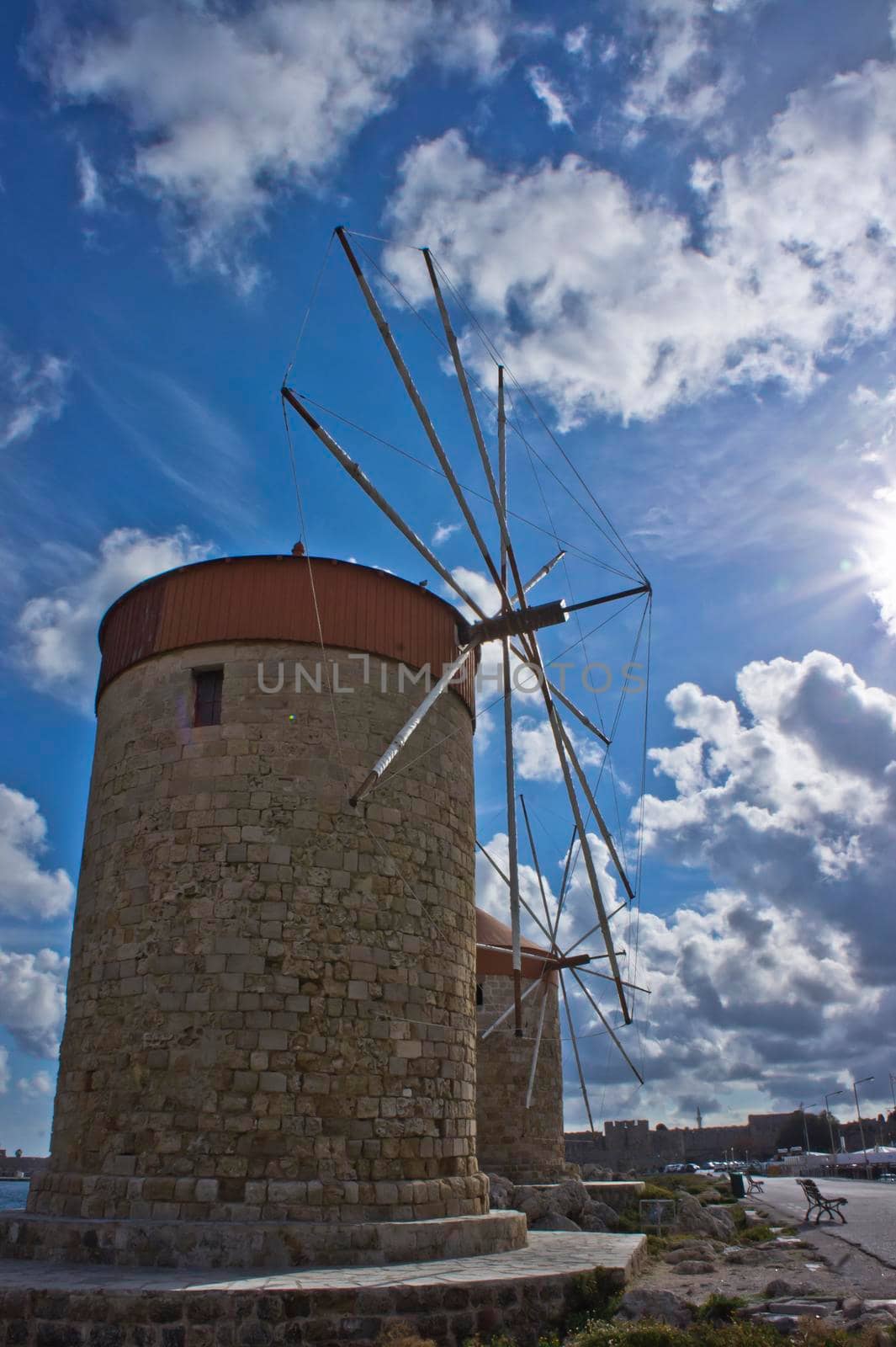 Rhodes Island, Windmills at the old port, Greece, Europe by giannakisphoto