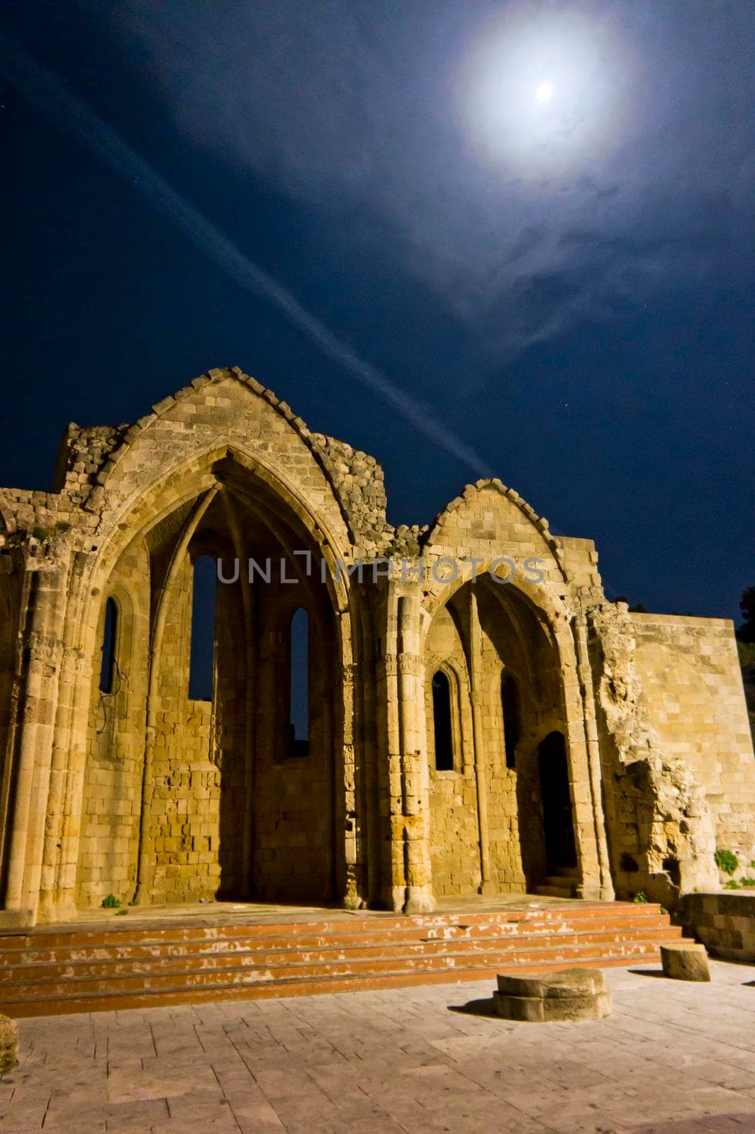 Rhodes Island, Old city street view by night, Greece, Europe