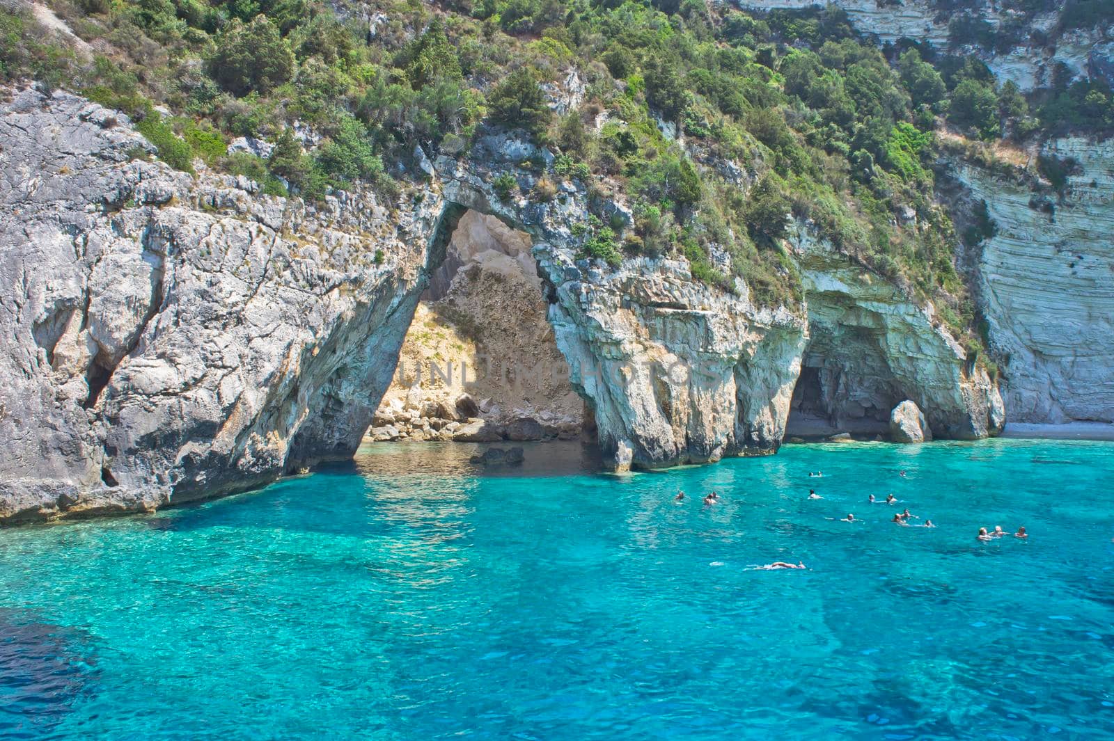 Paxos Island, Sea cave view from a tourist boat, Greece, Europe