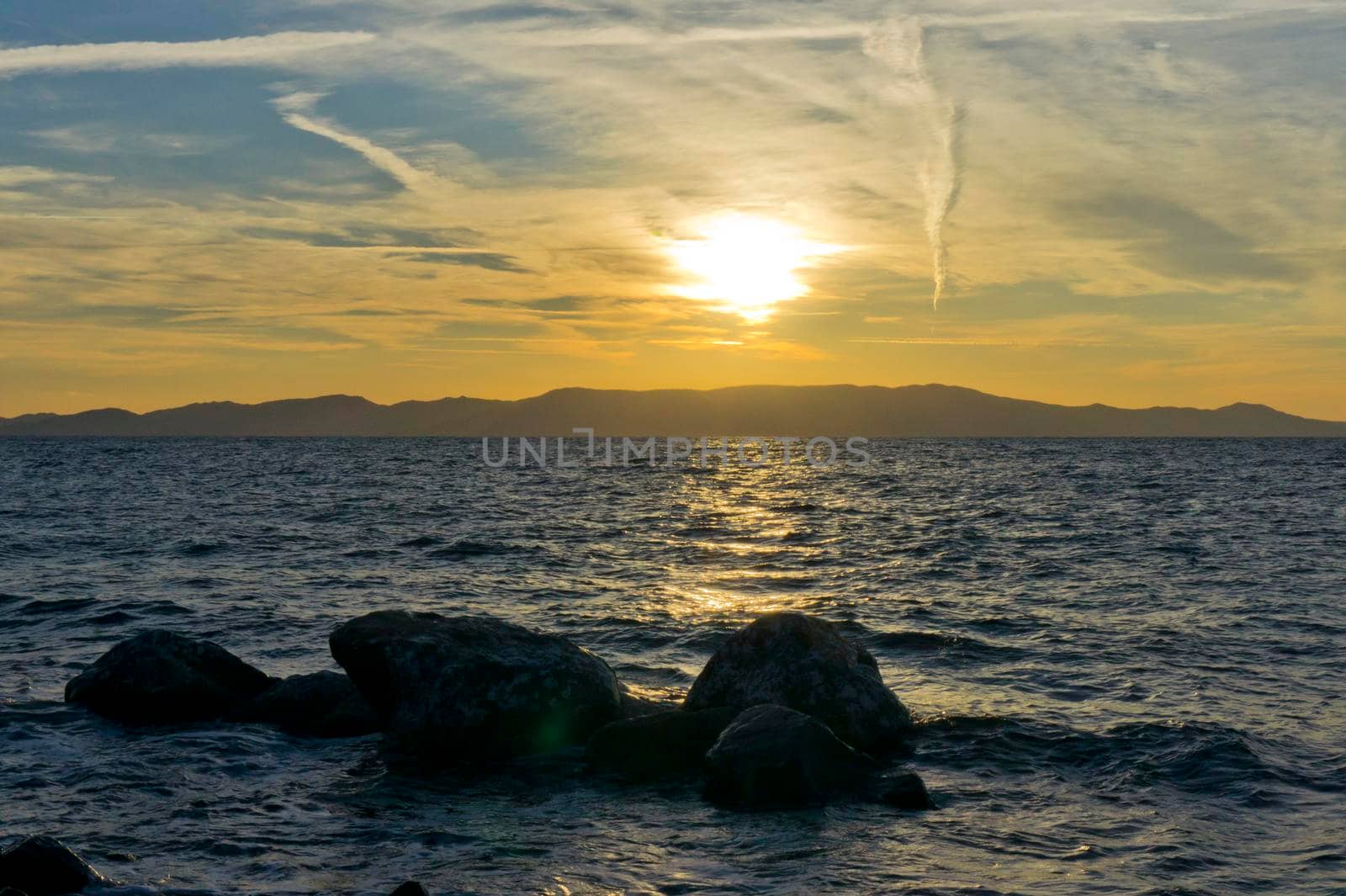 Mount Athos, Sunset at the sea, Greece, Europe