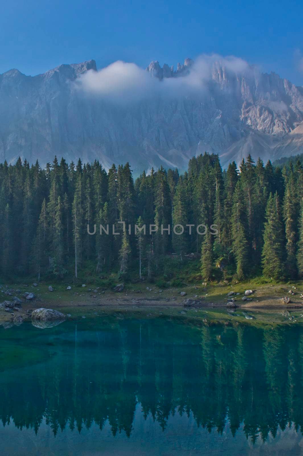 Lake Carezza, Natural landscape in Dolomites Alps, Italy, Europe