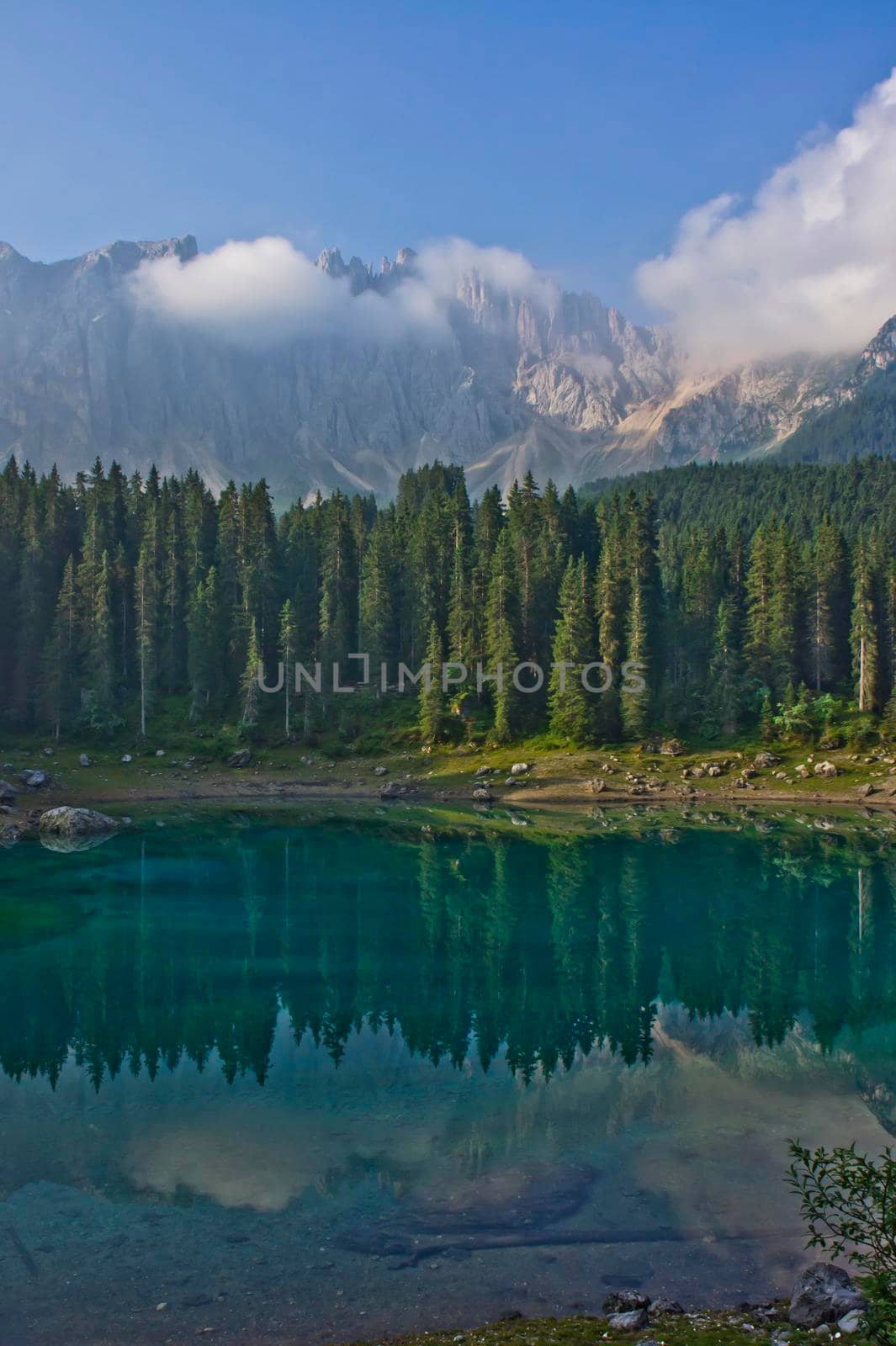 Lake Carezza, Natural landscape in Dolomites Alps, Italy, Europe