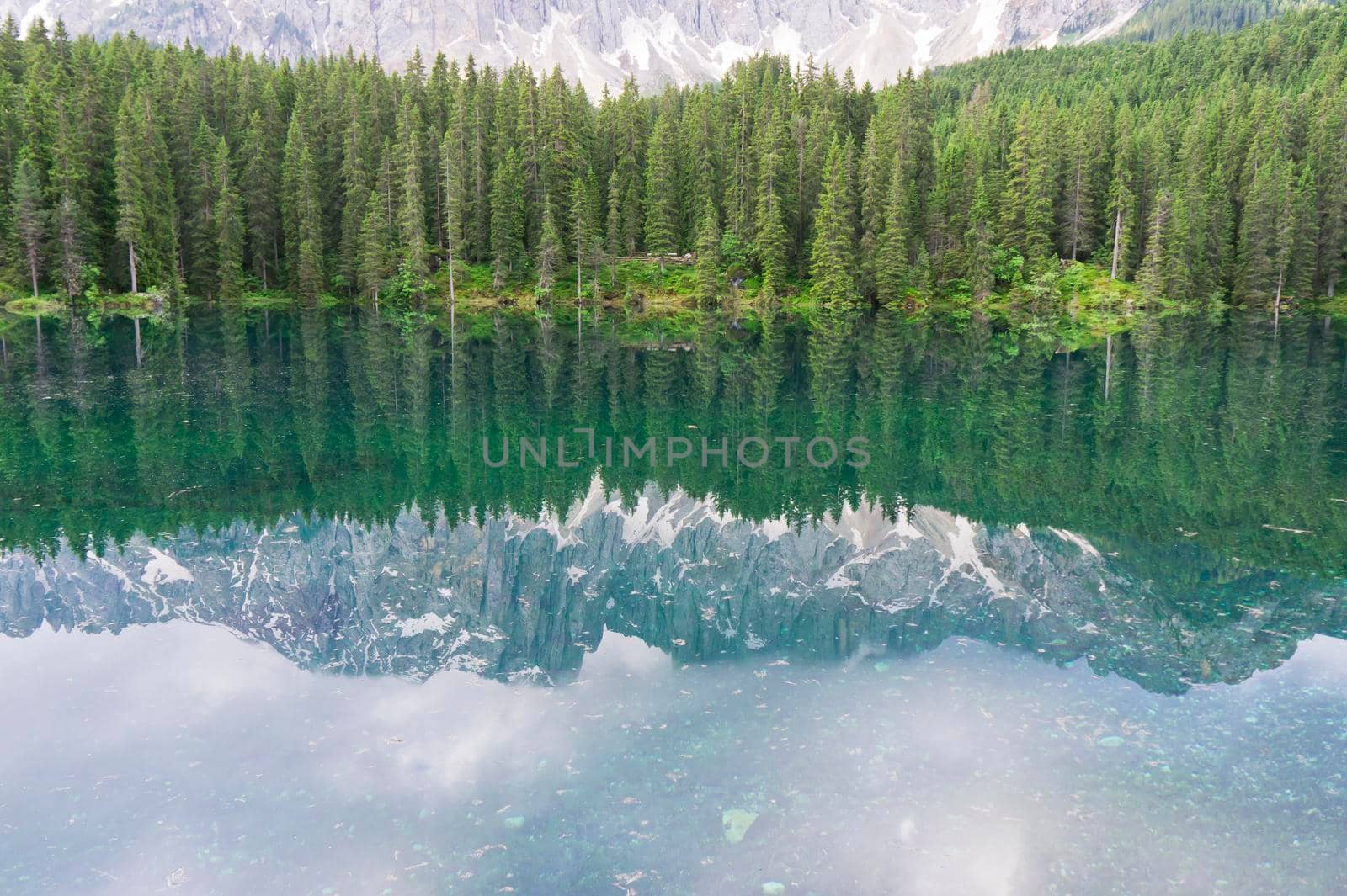 Lake Carezza, Natural landscape in Dolomites Alps, Italy, Europe