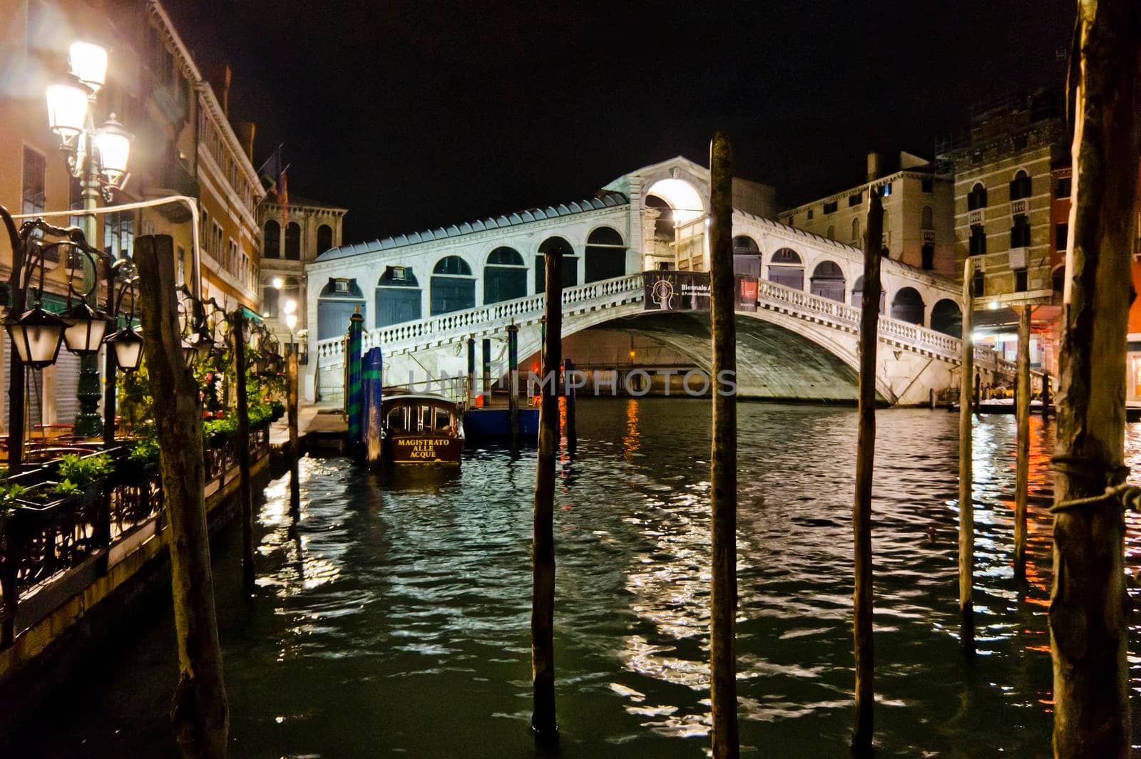 Venice, Old city Grand Canal view by night, Italy, Europe