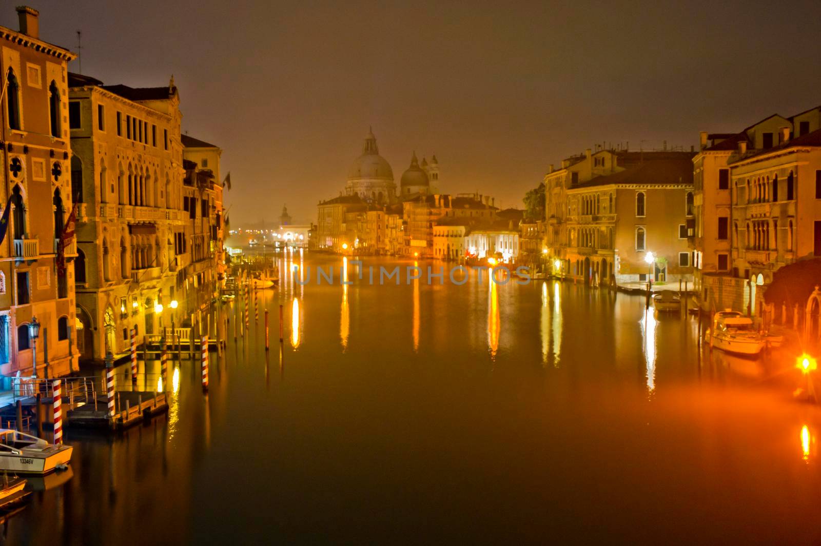 Venice, Old city Grand Canal view by night, Italy, Europe