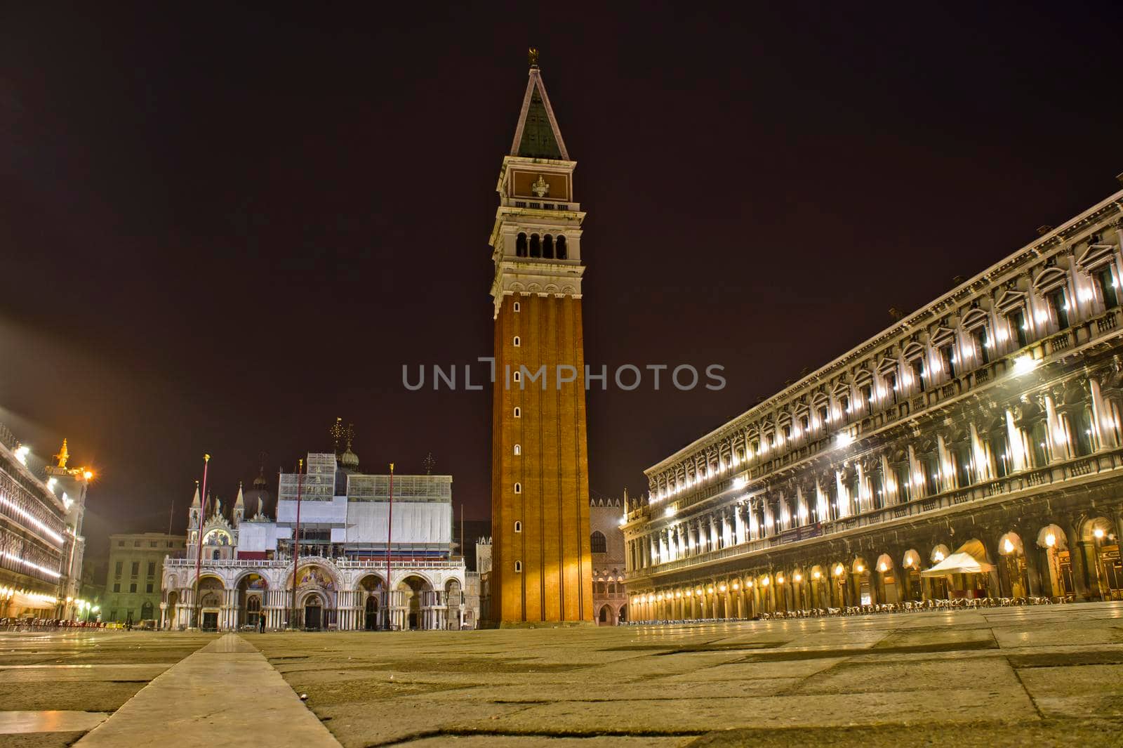 Venice, San Marco Square, Old city view by night, Italy, Europe