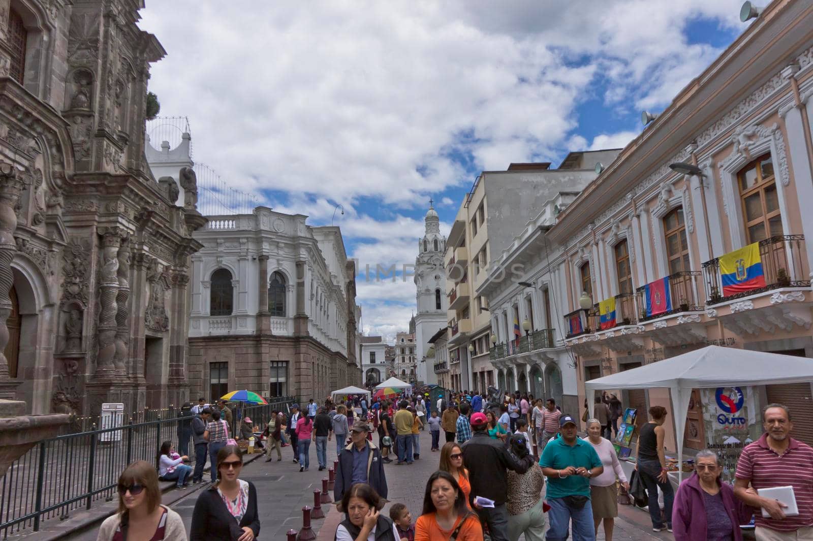 Quito, Old city street view, Ecuador, South America