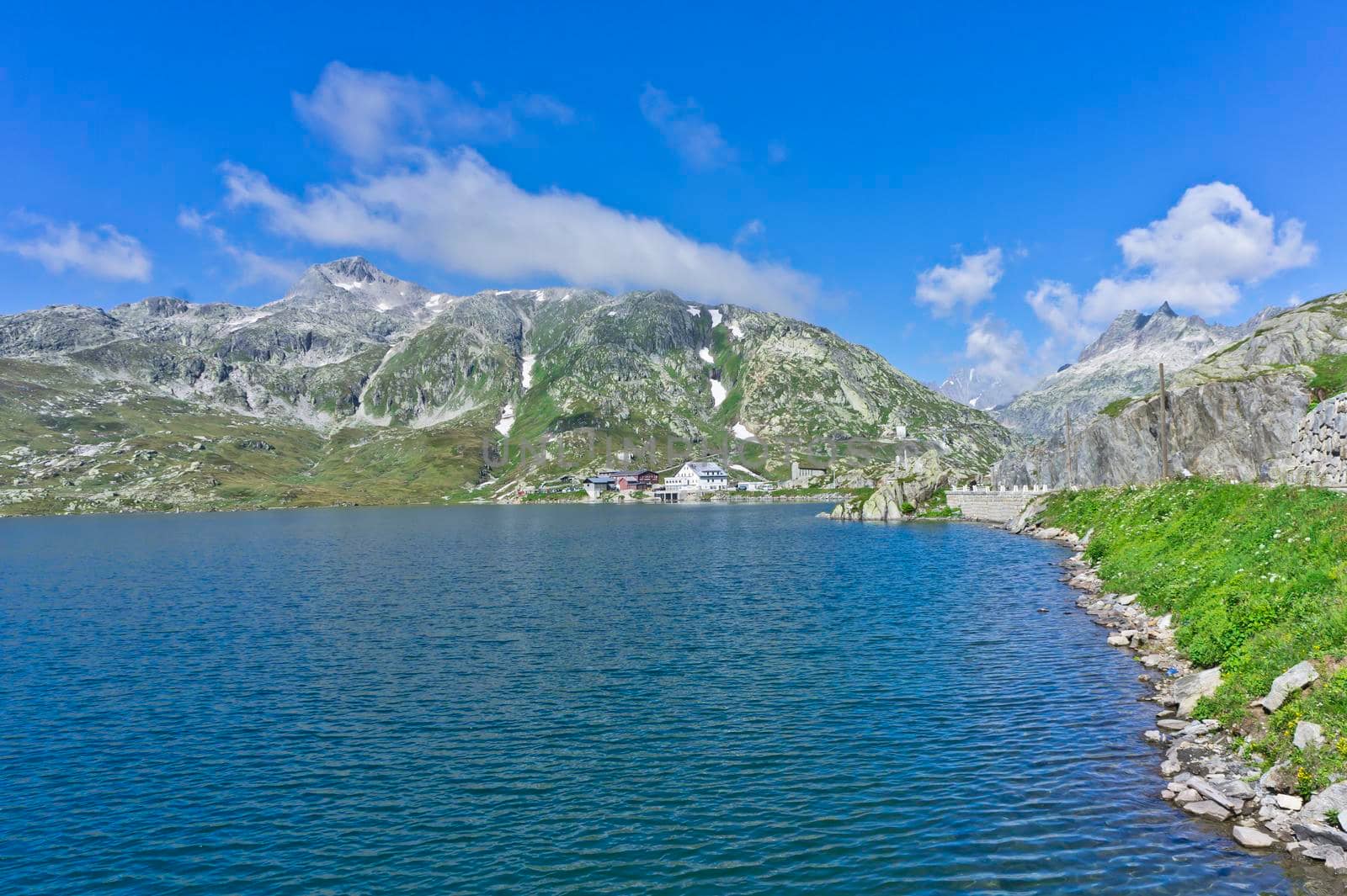 Grimselpass Wasserscheide, Road Through Alps, Switzerland, Europe