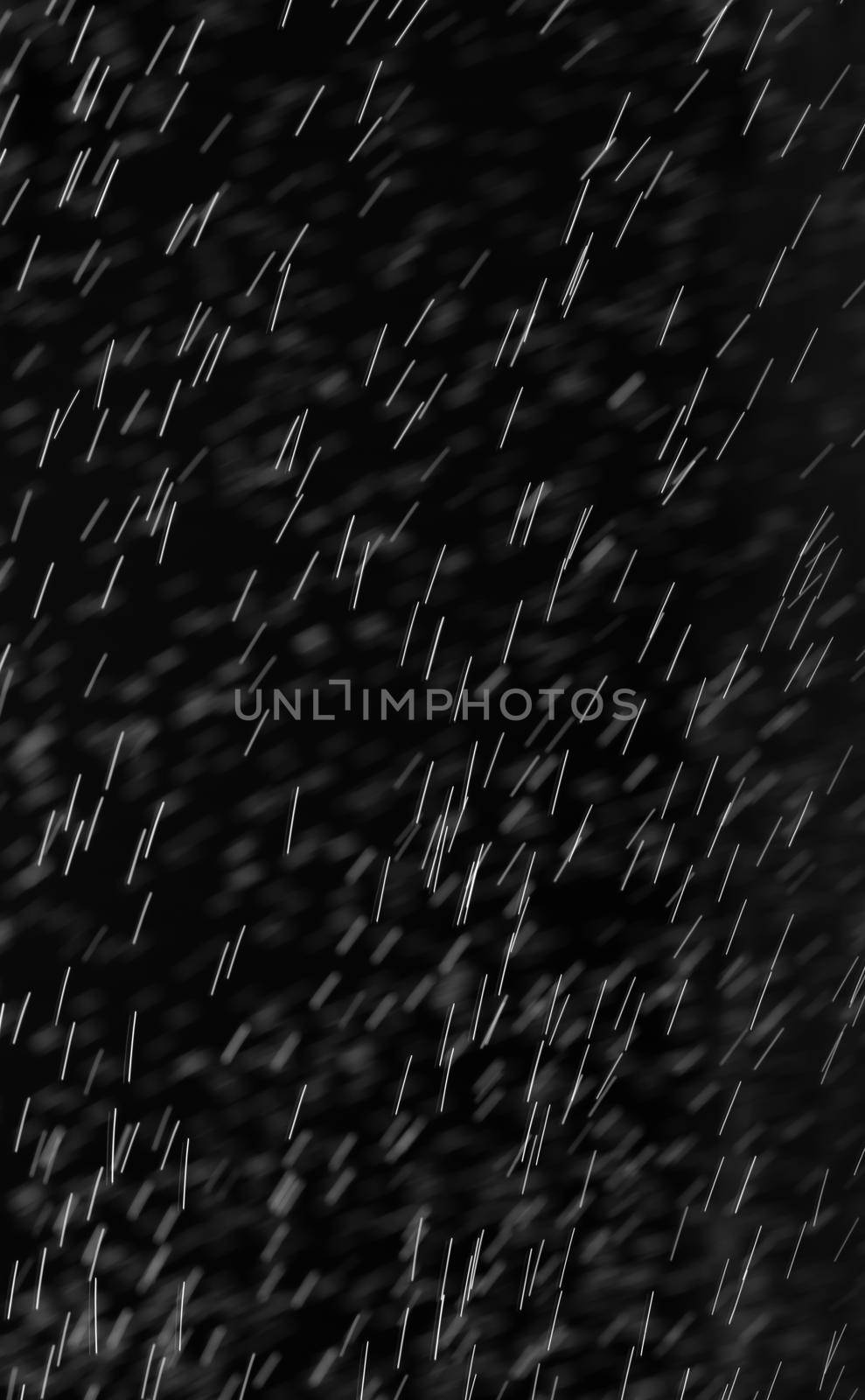 Rain on black. Abstract splashes of water on a black background for screen blending mode and photo retouching.