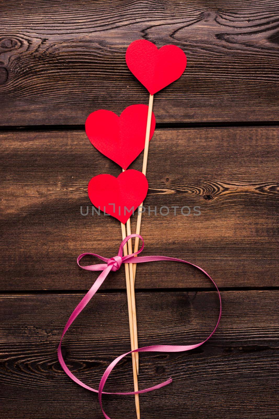 heart shaped flower gift holiday wooden background valentine by SHOTPRIME