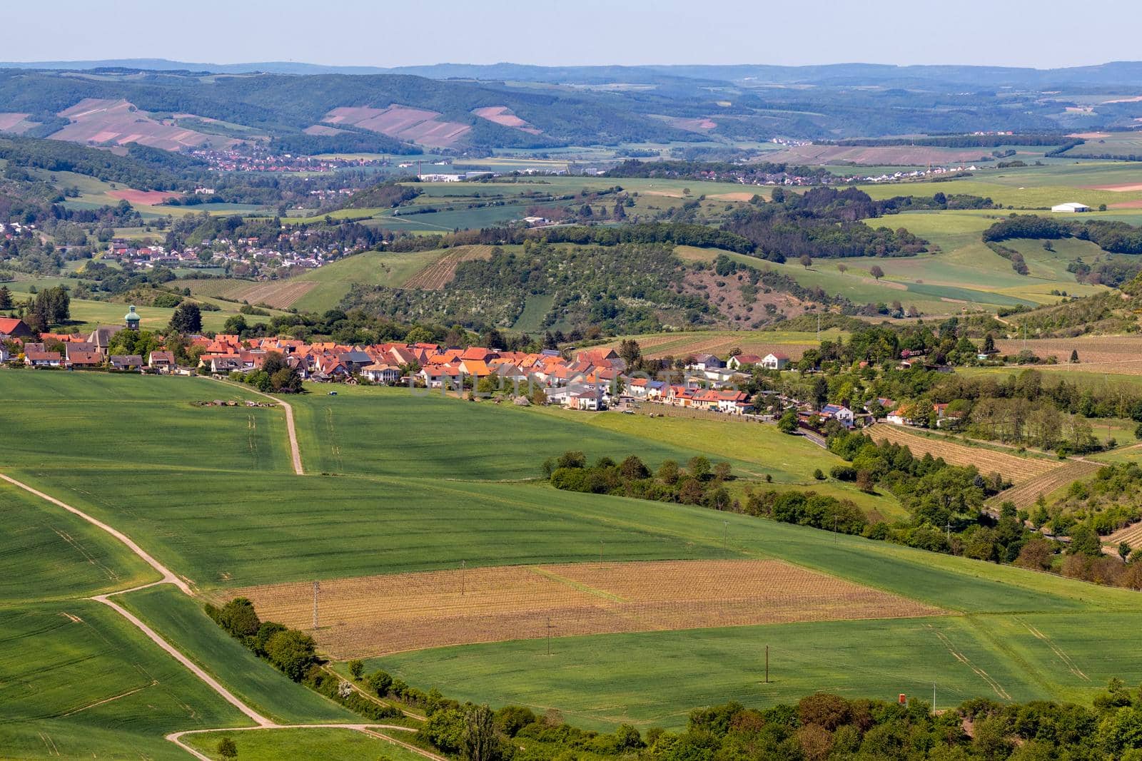 High angle view from the Lemberg of Duchroth at river Nahe, Rhineland-Palatinate, Germany
