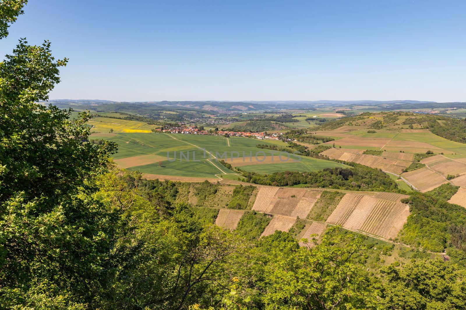 High angle view from the Lemberg of Duchroth at river Nahe, Rhineland-Palatinate, Germany