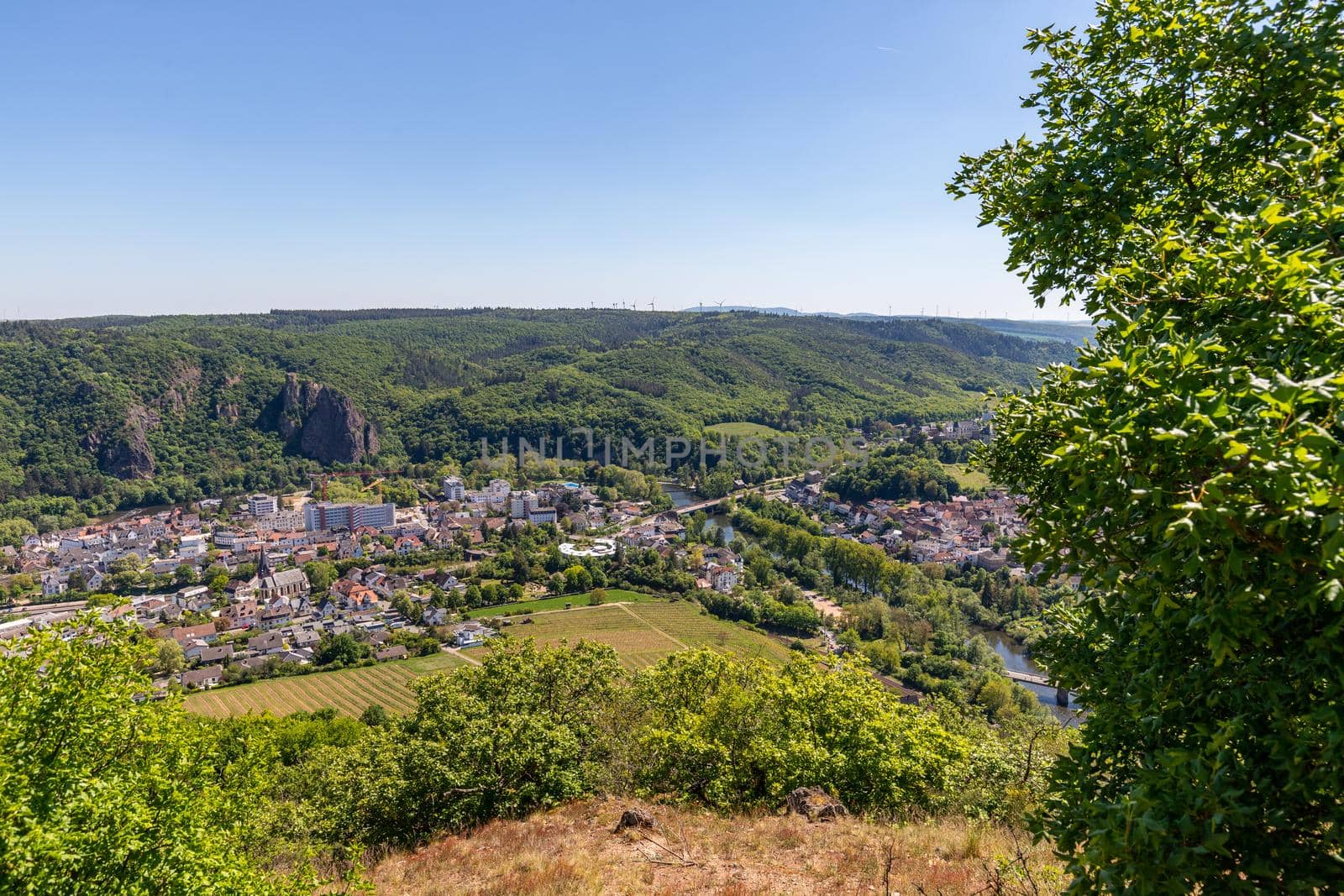 High angle view from the Rotenfels of Bad Muenster am Stein Ebernburg by reinerc