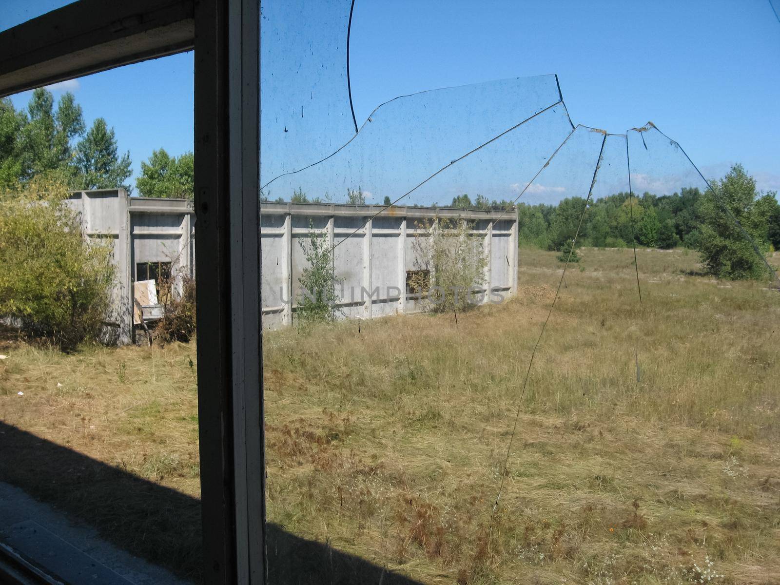 Abandoned residential buildings in the village of Orbita near the Chigirin nuclear power plant. Abandoned and destroyed. Chyhyryn Nuclear Power Plant