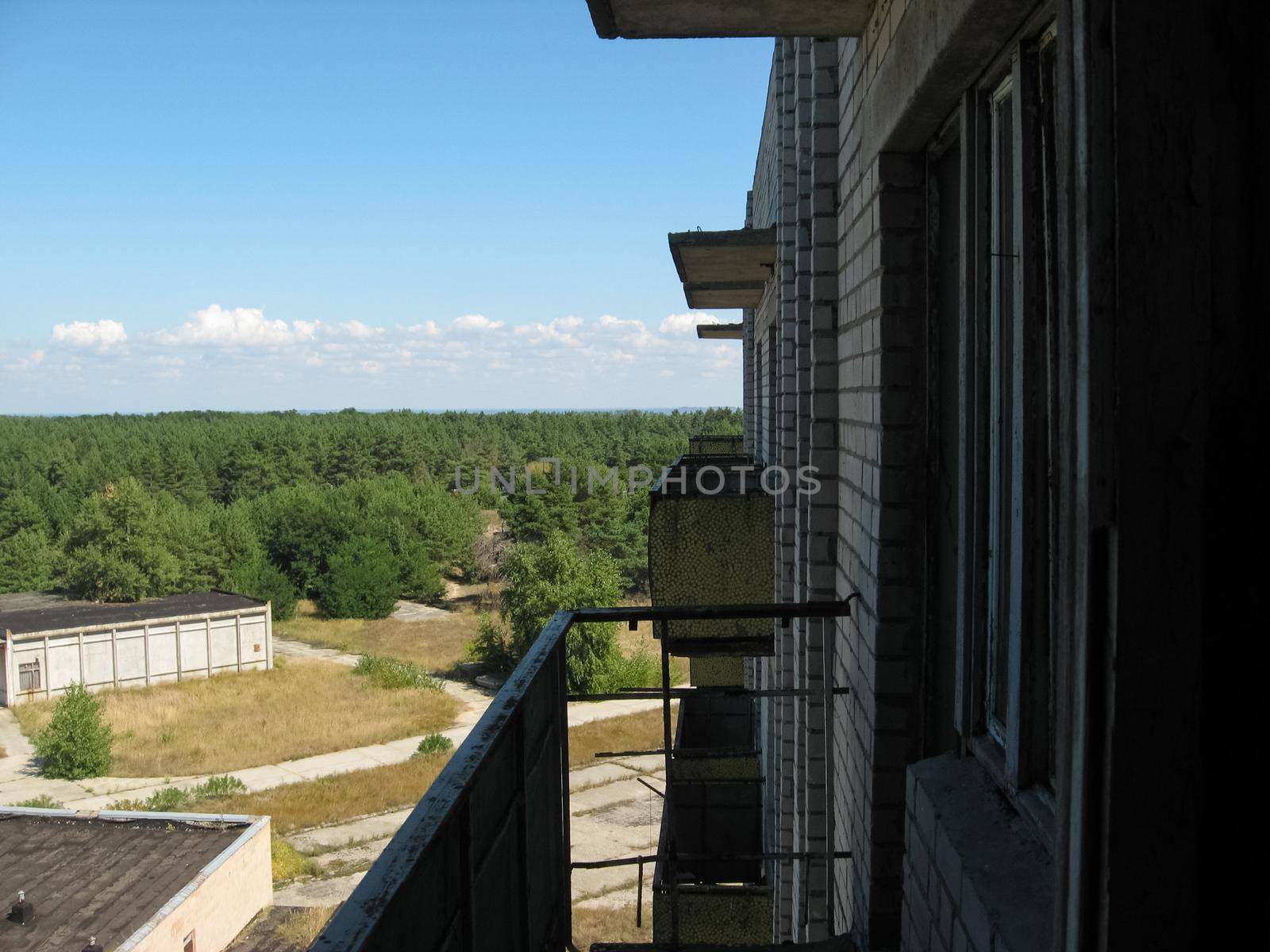 Abandoned residential buildings in the village of Orbita near the Chigirin nuclear power plant. Abandoned and destroyed. Chyhyryn Nuclear Power Plant