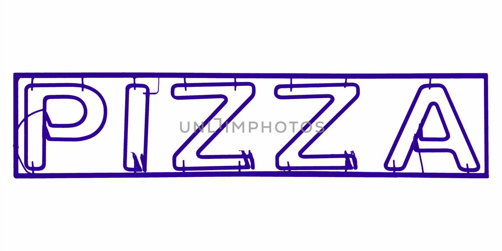 neon light pizza sign isolated over white background