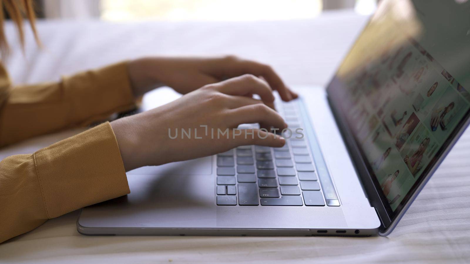 laptop typing with hands work at home internet technology. High quality photo