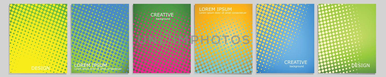 Set of vector cover notebook design. Abstract pop art dotted gradient template design for notebook paper, copybook brochures, book, magazine. Planner and diary cover for print.