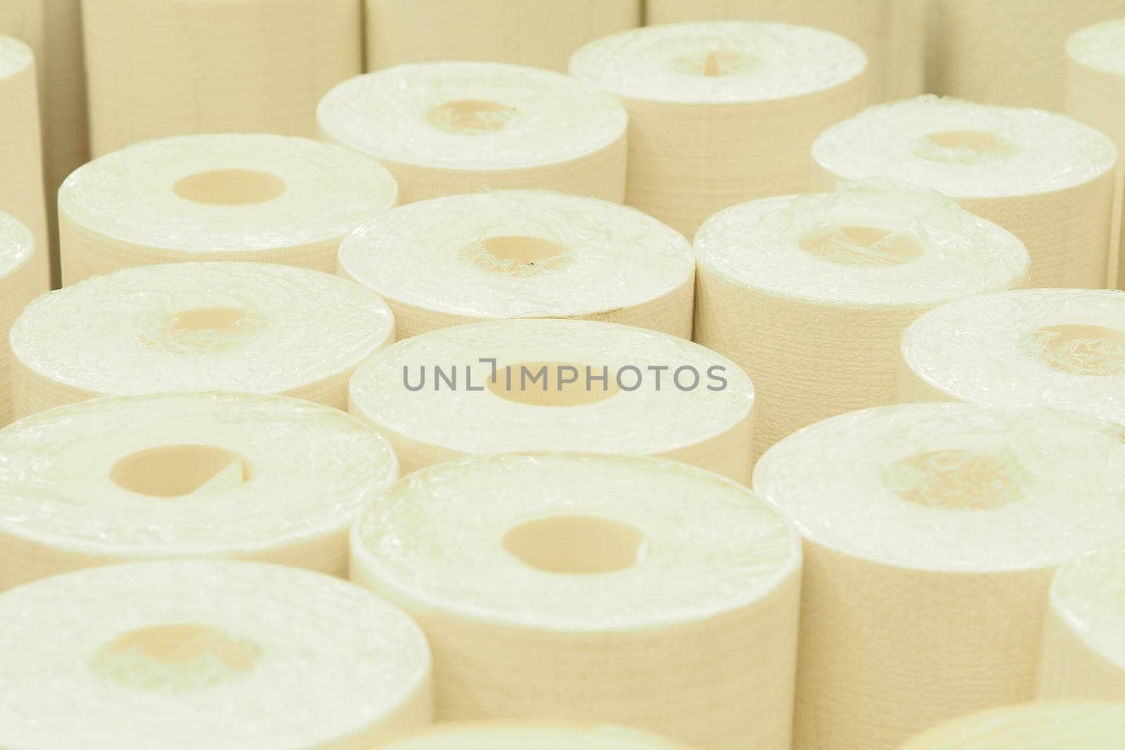 Selling rolls of paper wallpaper in the store. by Olga26