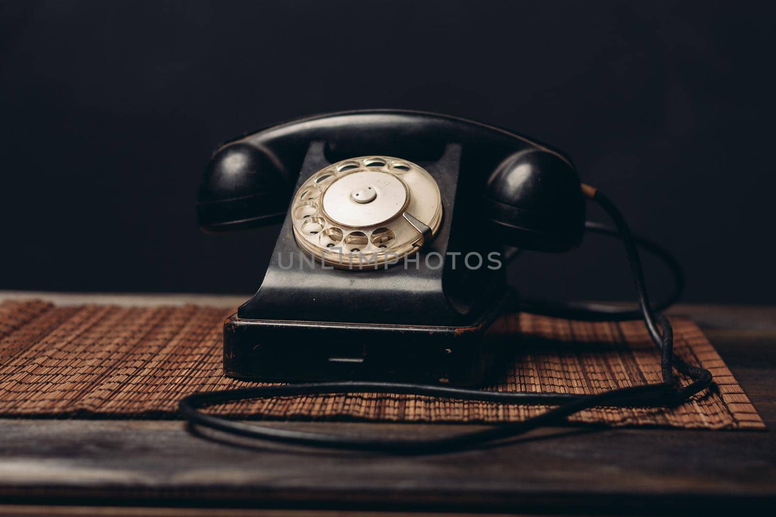 retro telephone office communication technology close-up studio. High quality photo