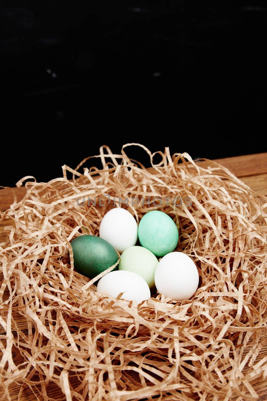 painted eggs in the nest easter holiday tradition close-up by SHOTPRIME