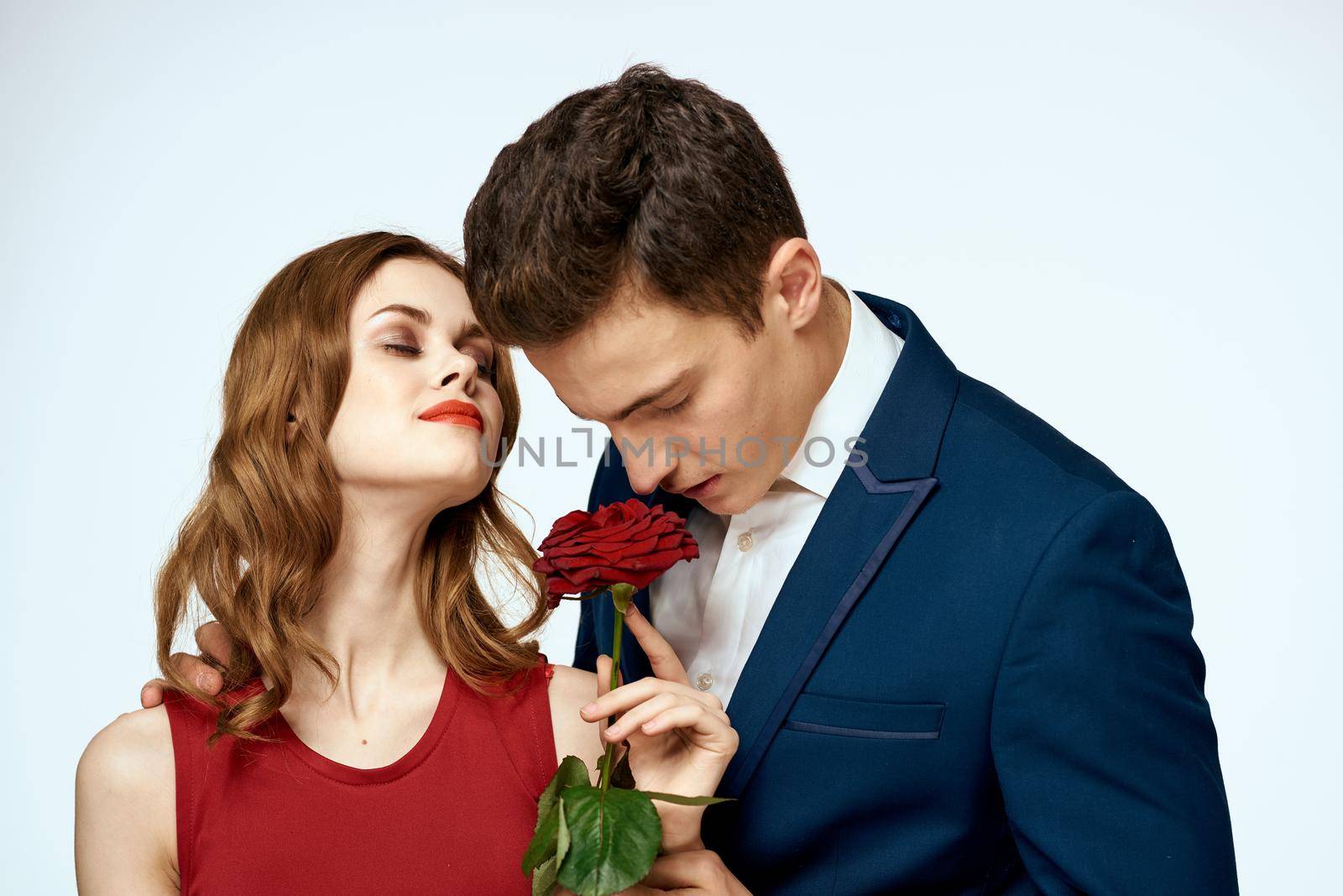 man and woman date gift flower romance charm. High quality photo