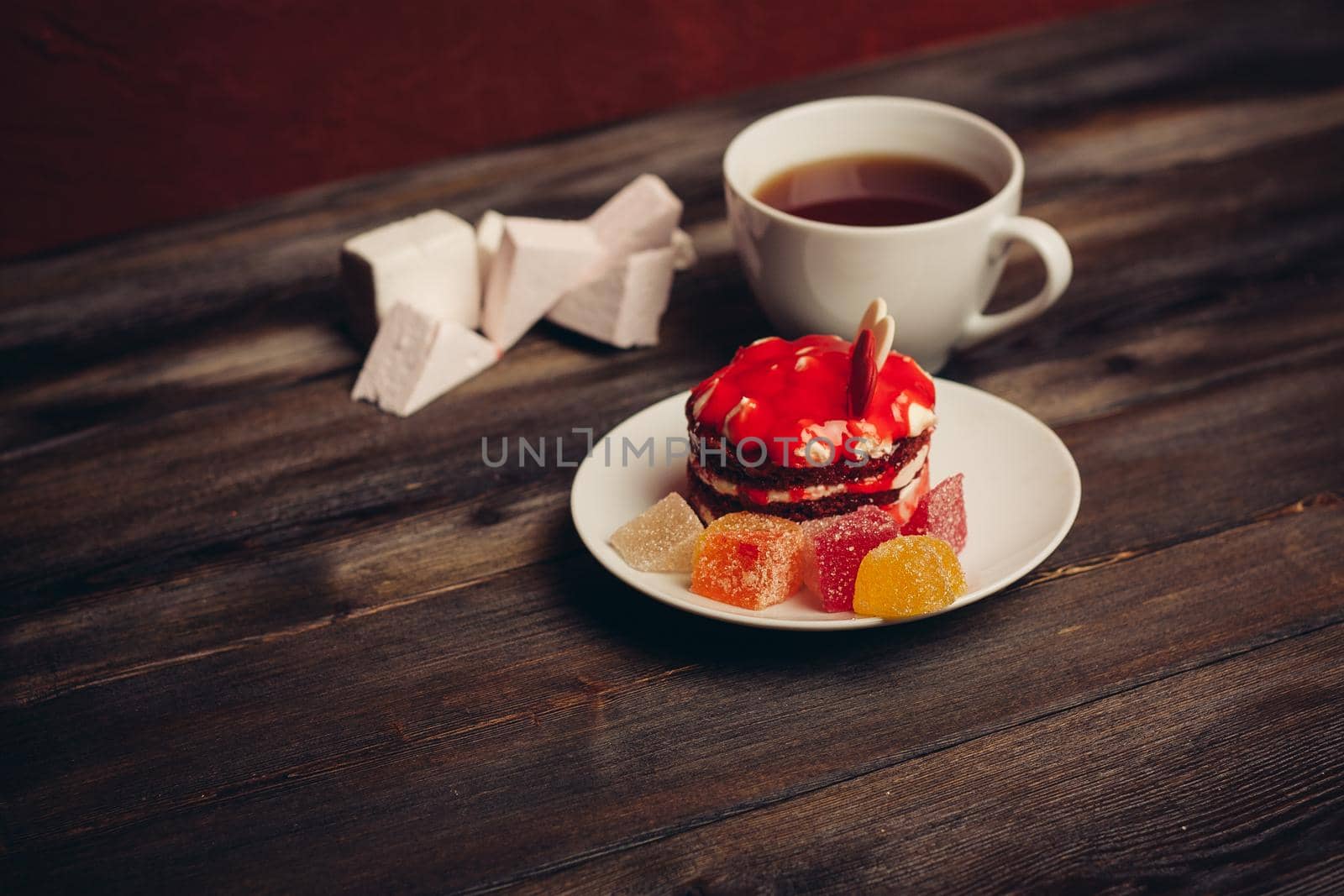 cake red Velvet candy for tea sweets dessert chocolate. High quality photo
