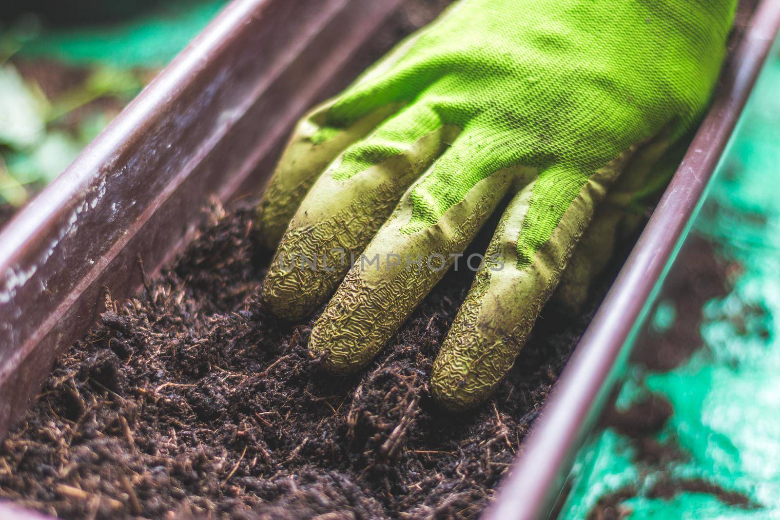 Closeup of fruitful soil for planting vegetables and herbs