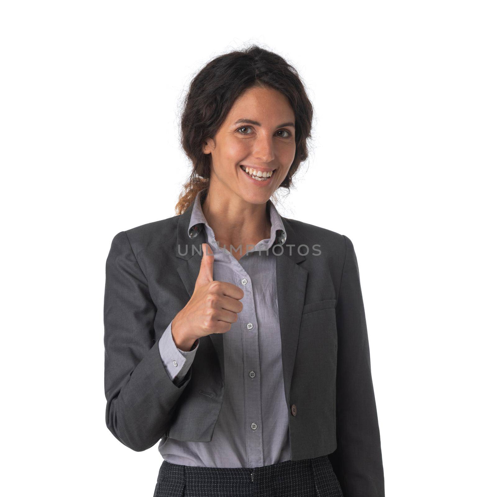 Business woman with thumb up by ALotOfPeople