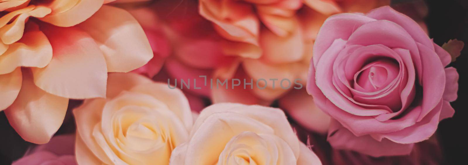 Roses as floral decoration for wedding and flower shop decor concept