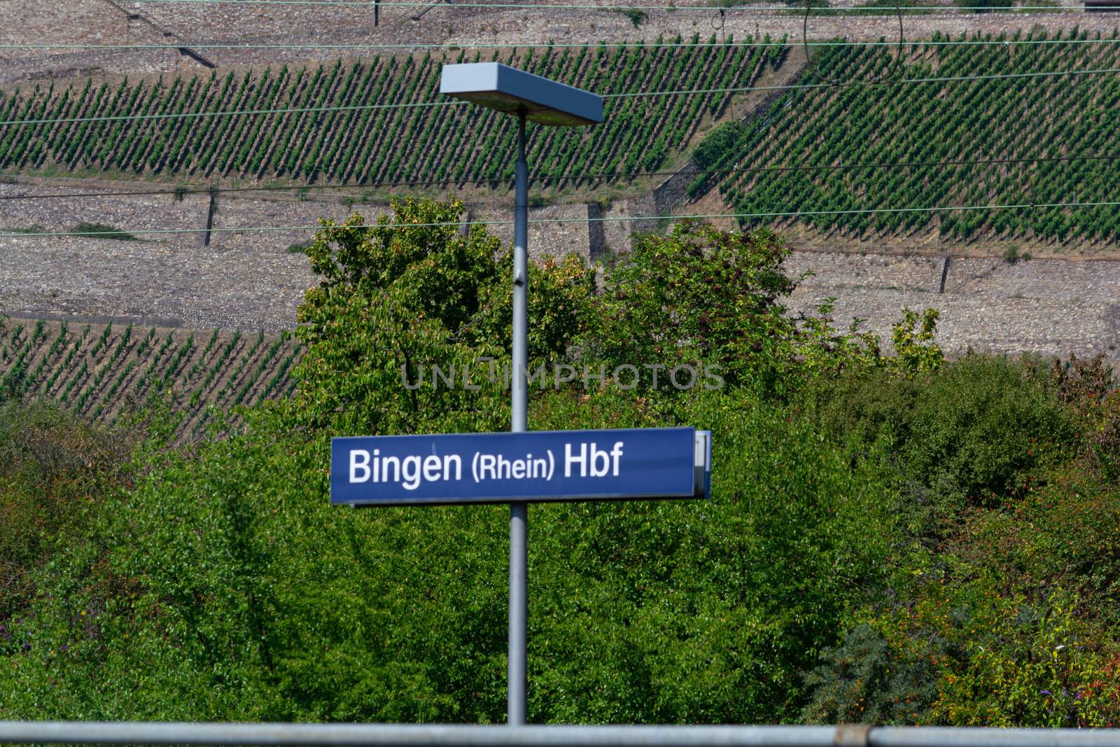 Information sign on the train station in Bingen am Rhein in Germany