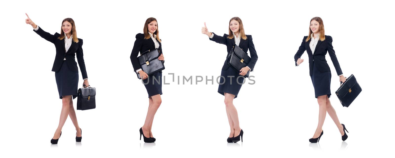 Businesswoman in business concept isolated on white by Elnur