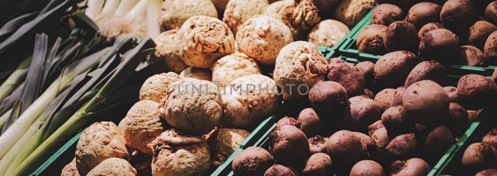 Organic vegetables on farmers market, food and agriculture by Anneleven