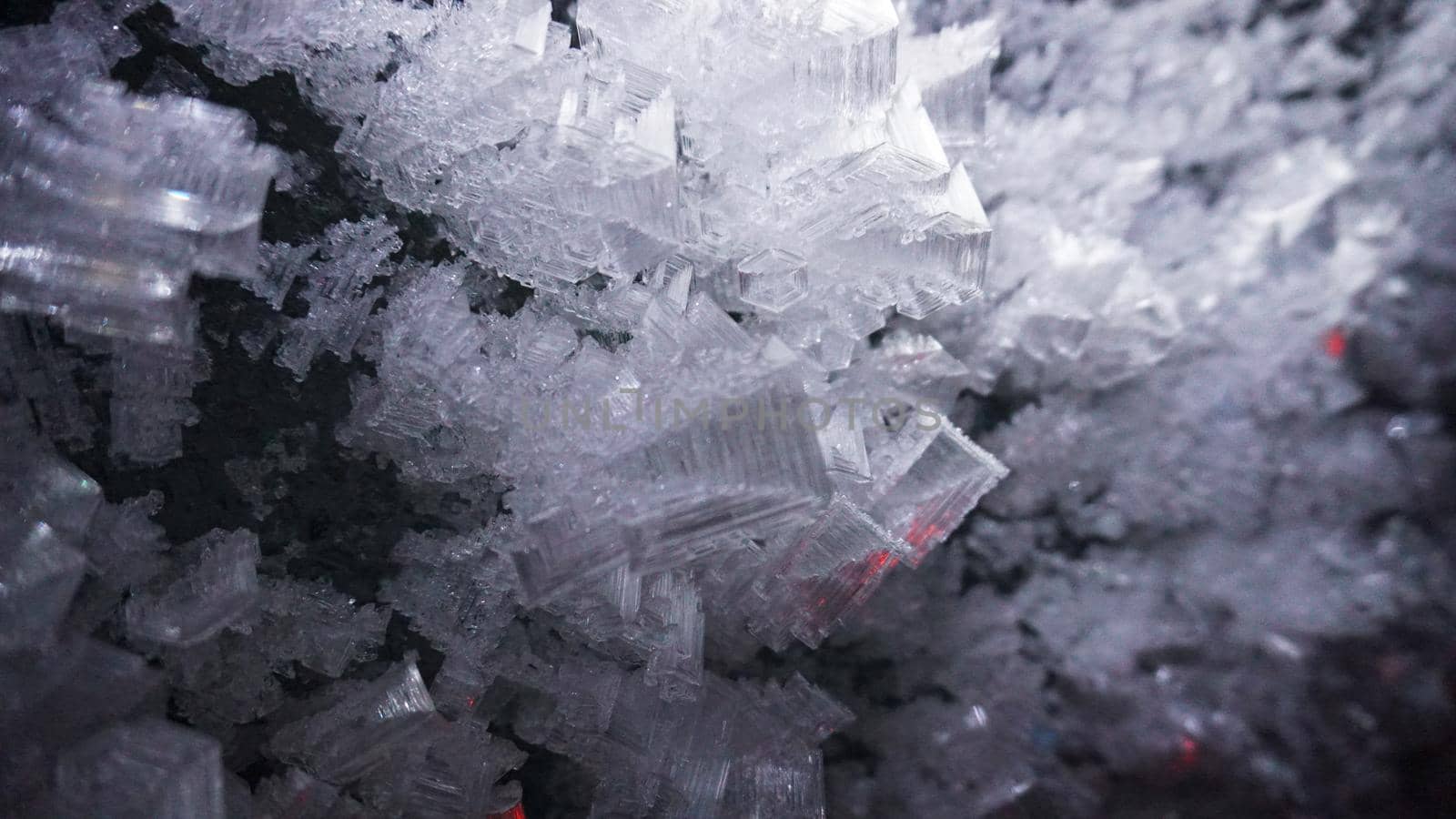 Macro photography of ice growths in a cave by Passcal