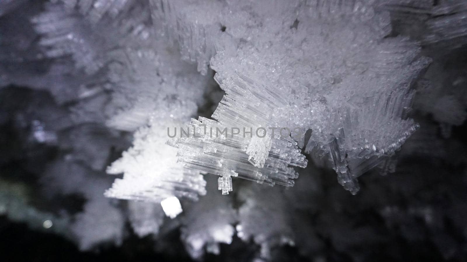 Macro photography of ice growths in a cave by Passcal