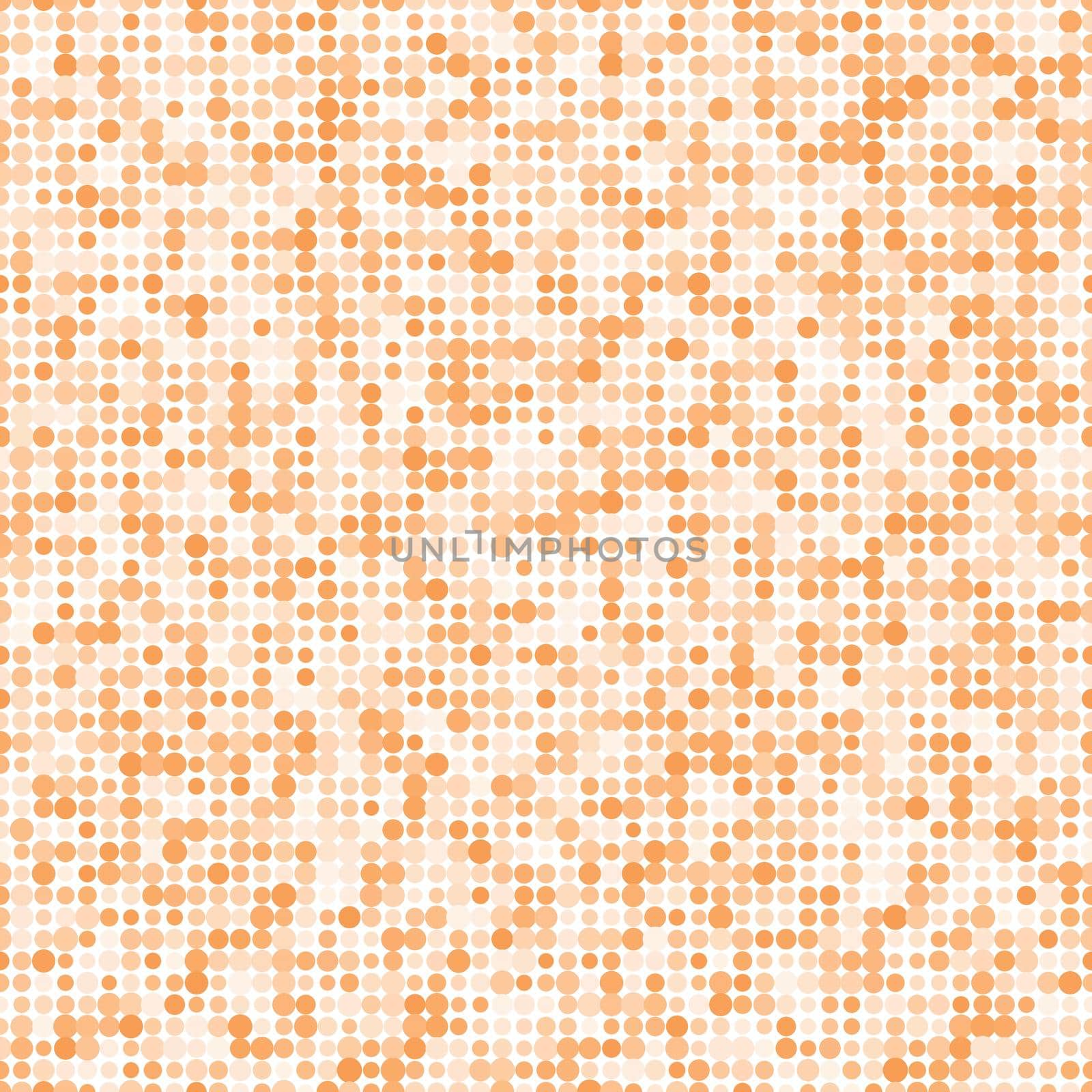 Abstract fashion polka dots background. White seamless pattern with beige gradient circles. Template design for invitation, poster, card, flyer, banner, textile, fabric.