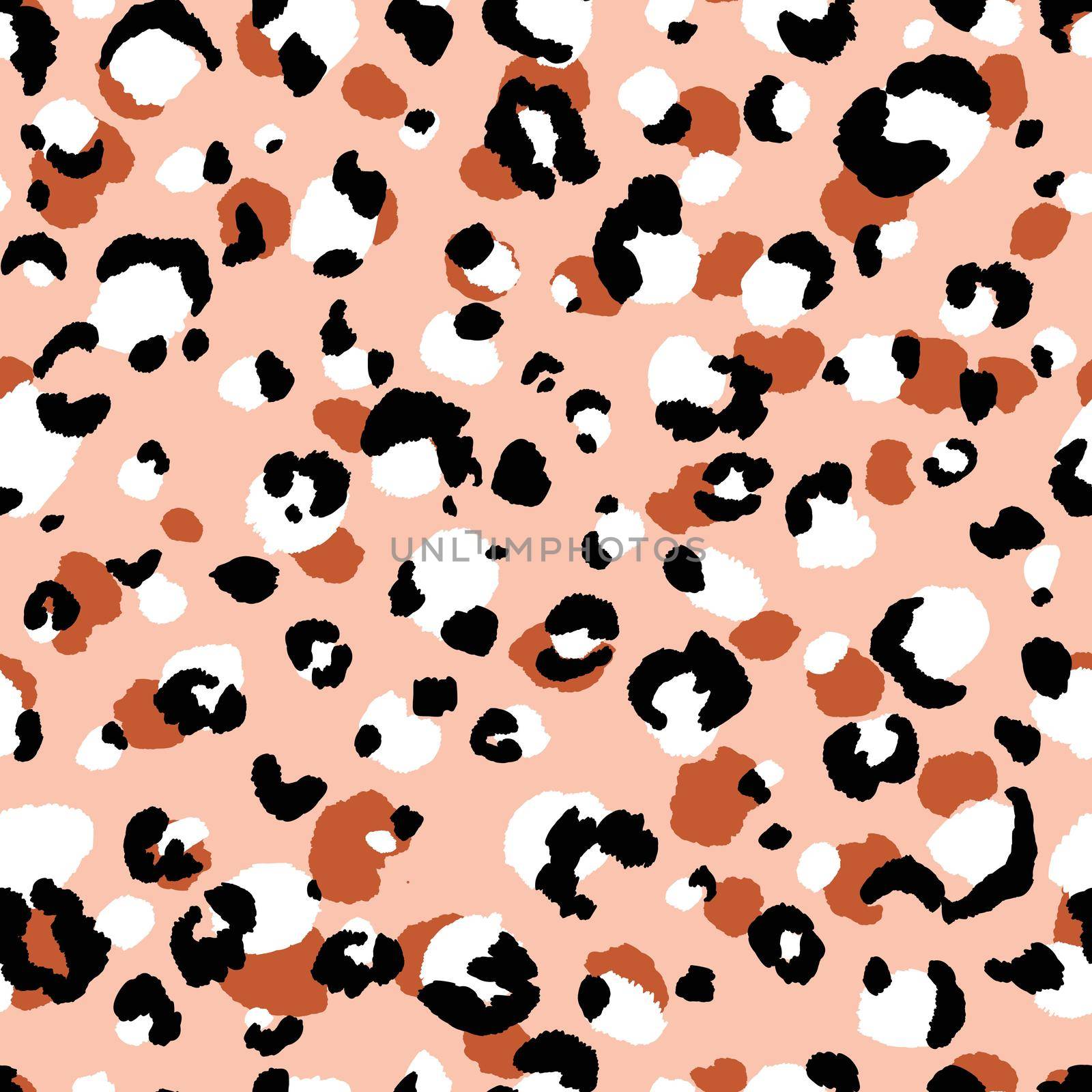 Abstract modern leopard seamless pattern. Animals trendy background. Beige and black decorative vector stock illustration for print, card, postcard, fabric, textile. Modern ornament of stylized skin. by allaku