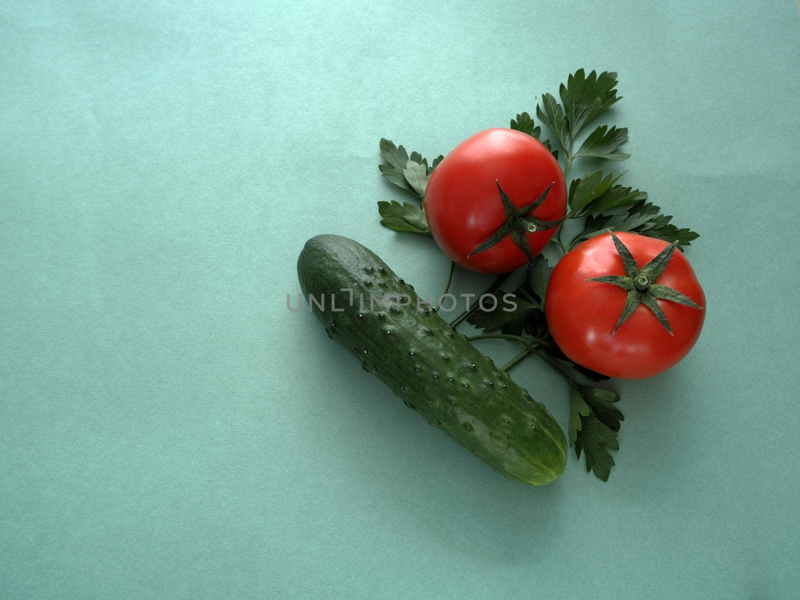 Ripe vegetables. Red tomato close-up. Two tomatoes.