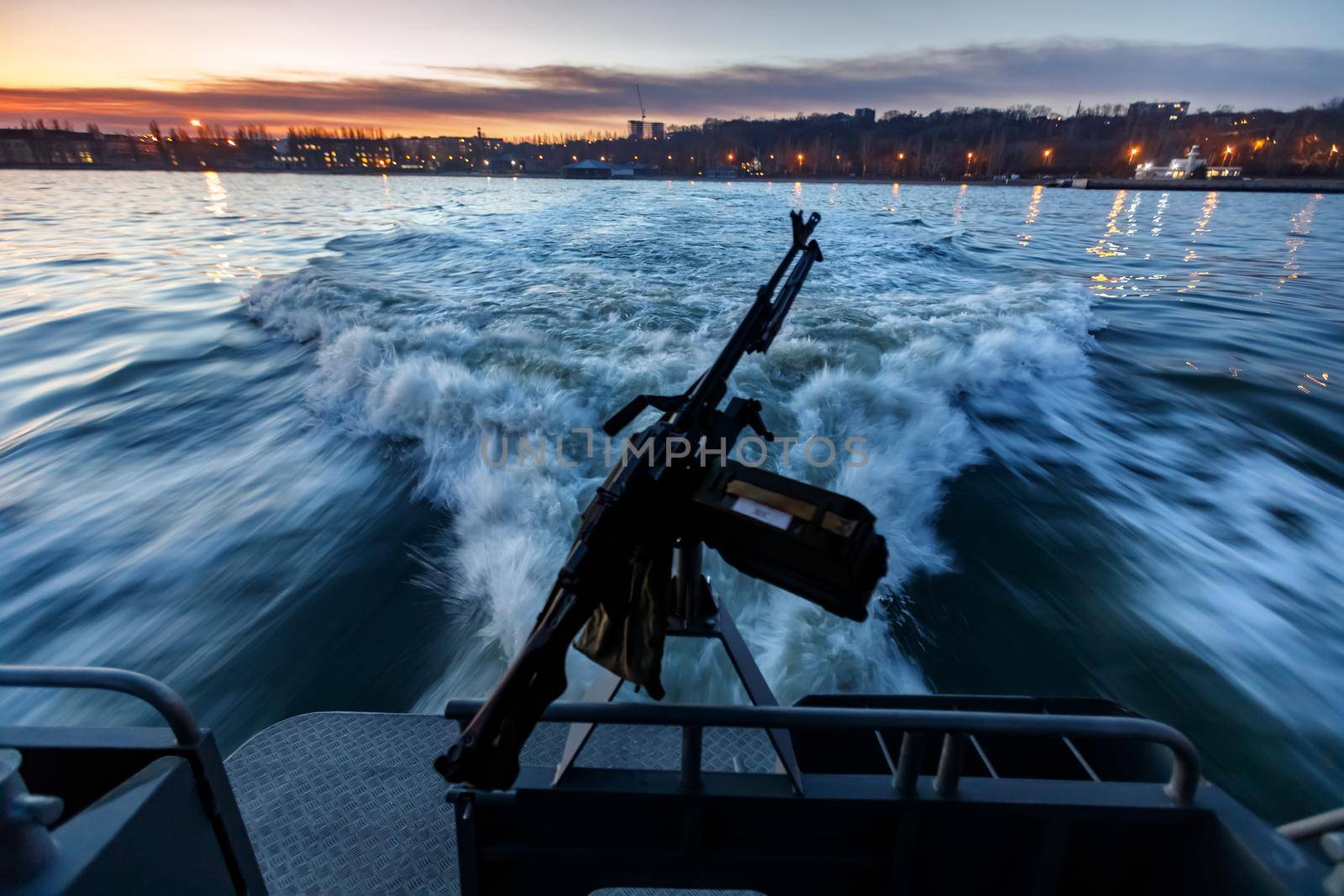 MARIUPOL, UKRAINE - Nov. 16, 2017: Coast guard boat during the festivities on occasion of the Day of Naval Infantry