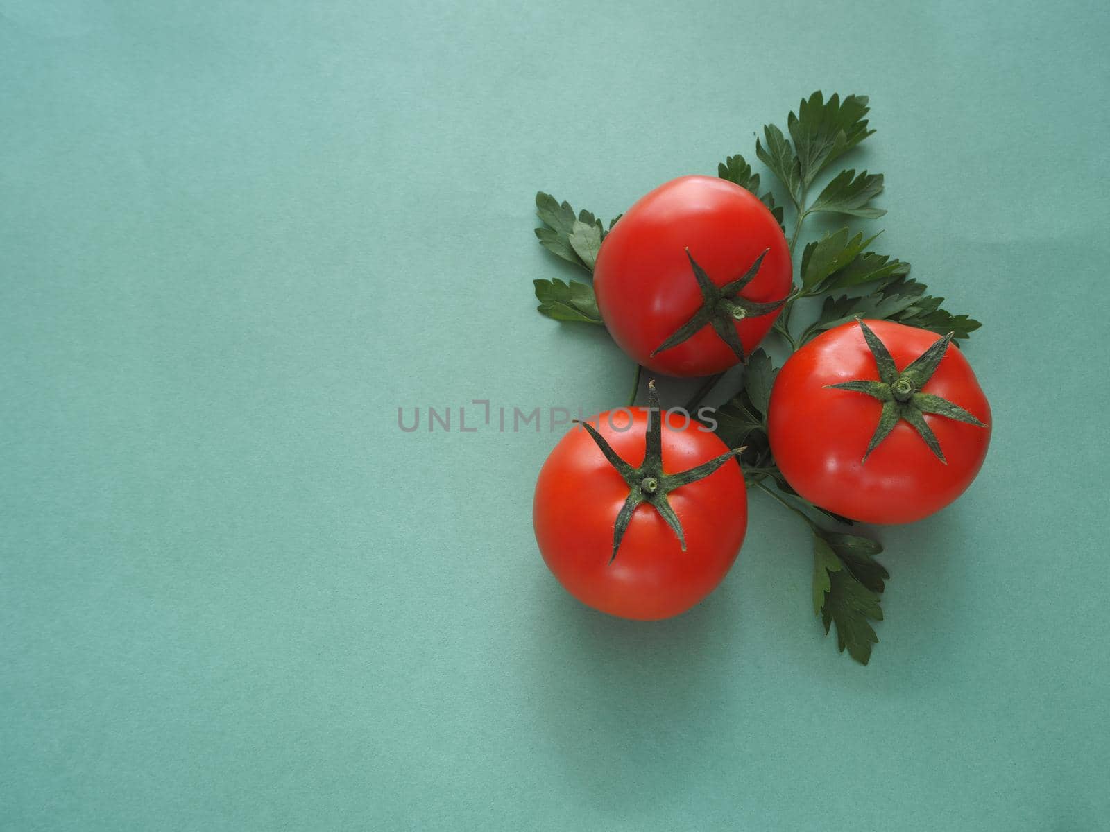 Ripe vegetables. Red tomato close-up. Two tomatoes.