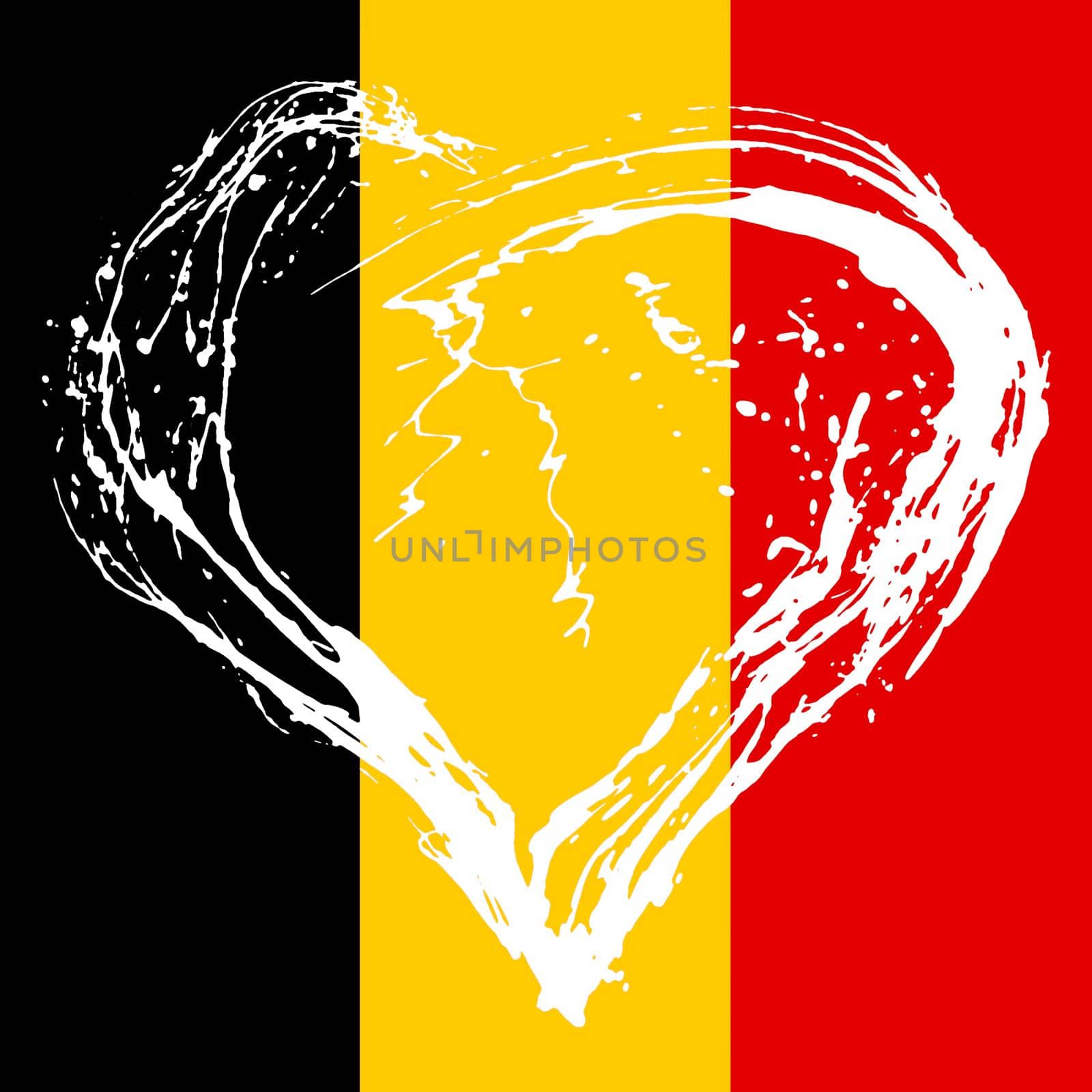 The symbolic image of a broken heart in the colors of the Belgium flag