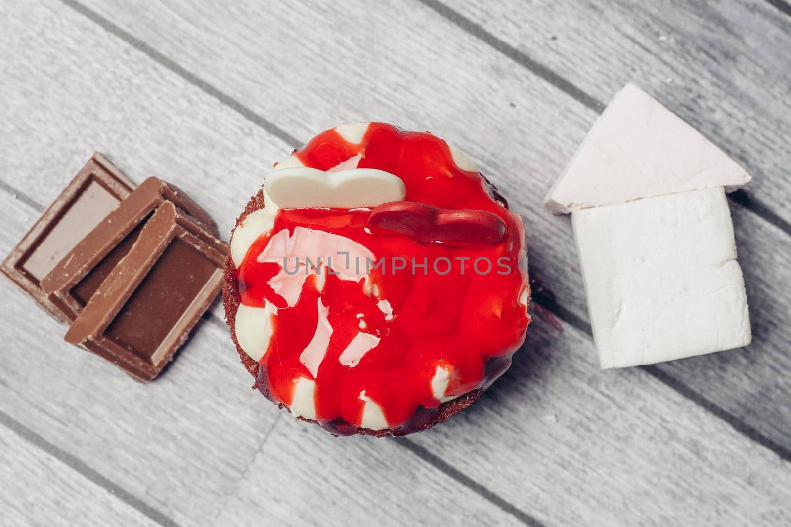red round cake marmalade sweets dessert food diet top view. High quality photo