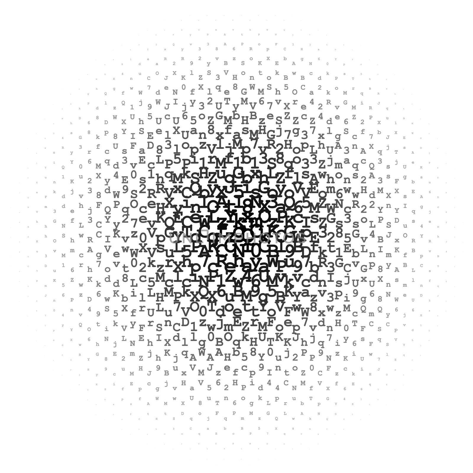 Halftone circle made of letters and digits by dutourdumonde