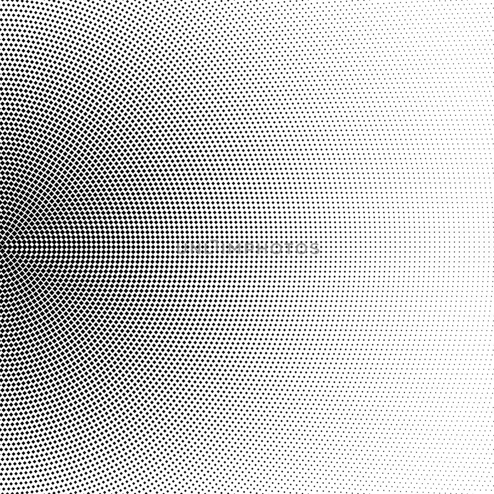 Halftone half circle made of black squares on white background, abstract gradient illustration, mosaic pattern
