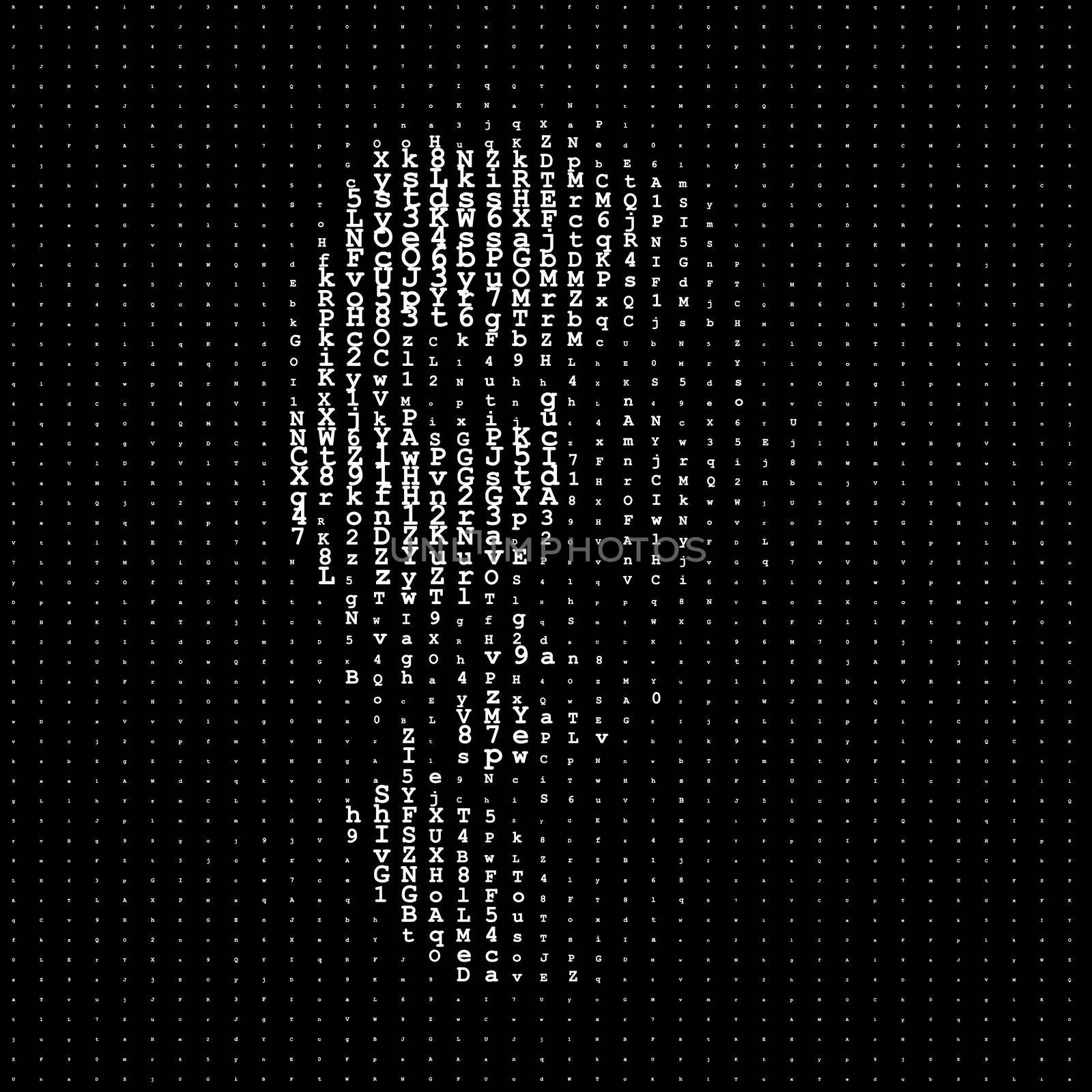 Man portrait, matrix illustration, artificial intelligence or cyber security concept