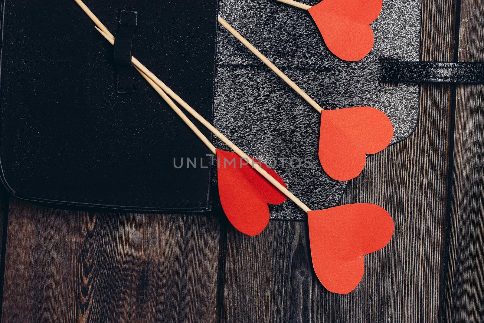 leather card holder heart decoration ornament desktop valentines day. High quality photo