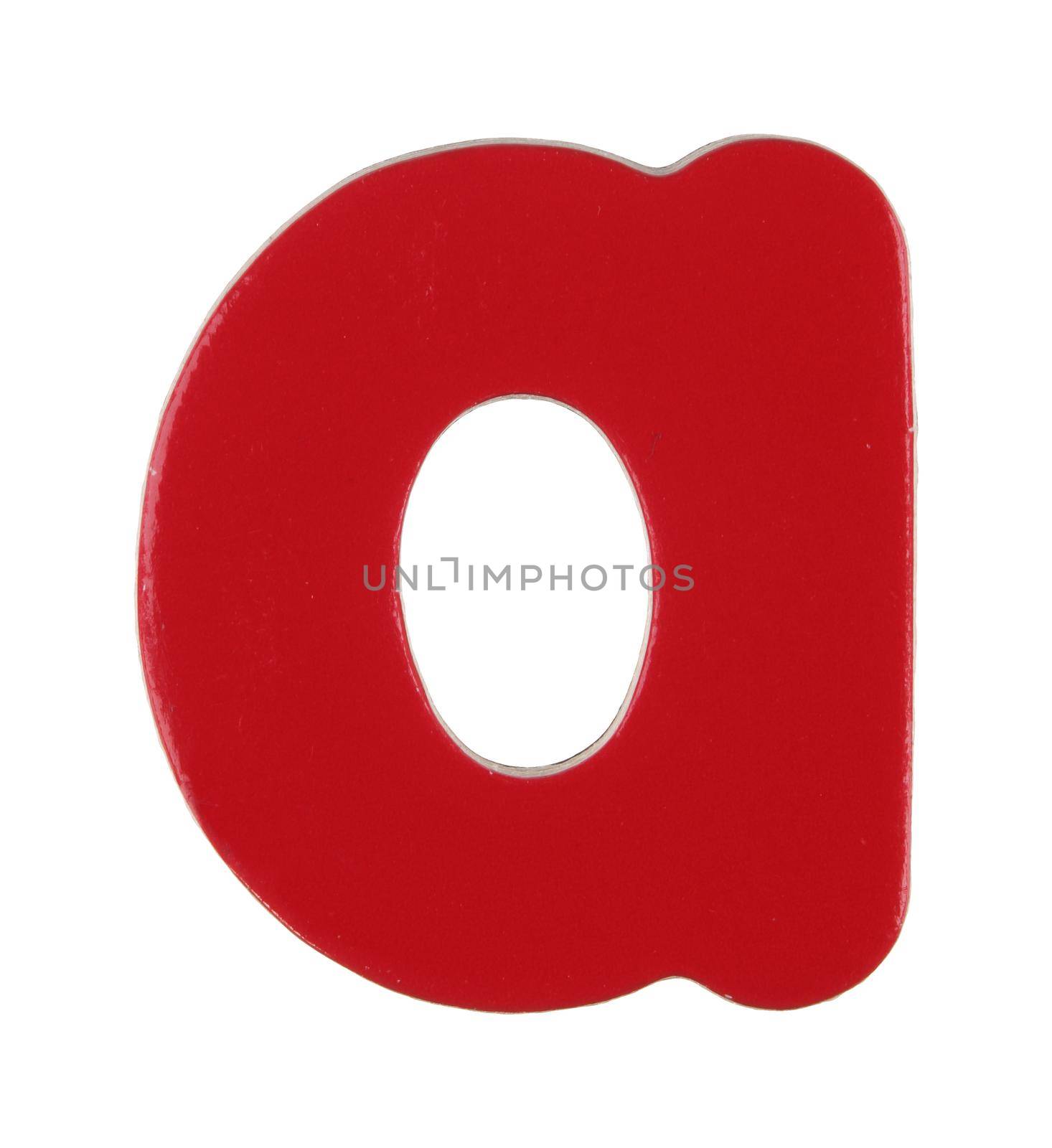 A lower case a magnetic letter on white with clipping path
