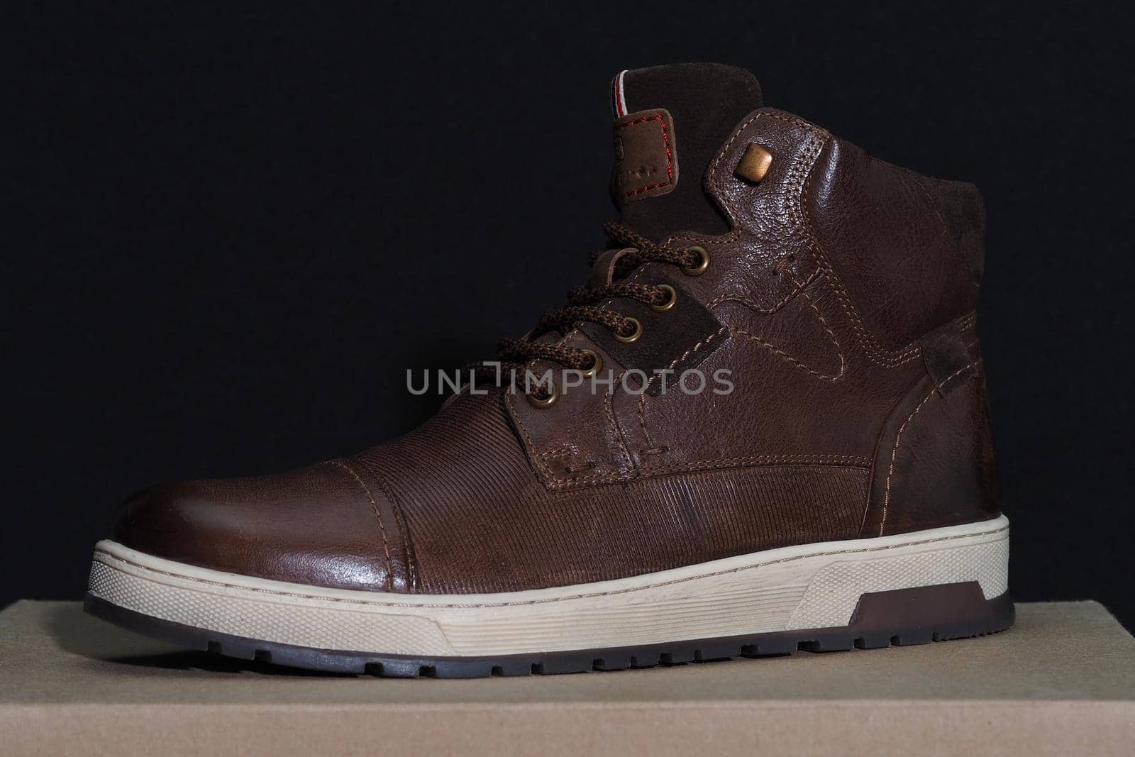 Men's shoes are brown leather. High quality photo