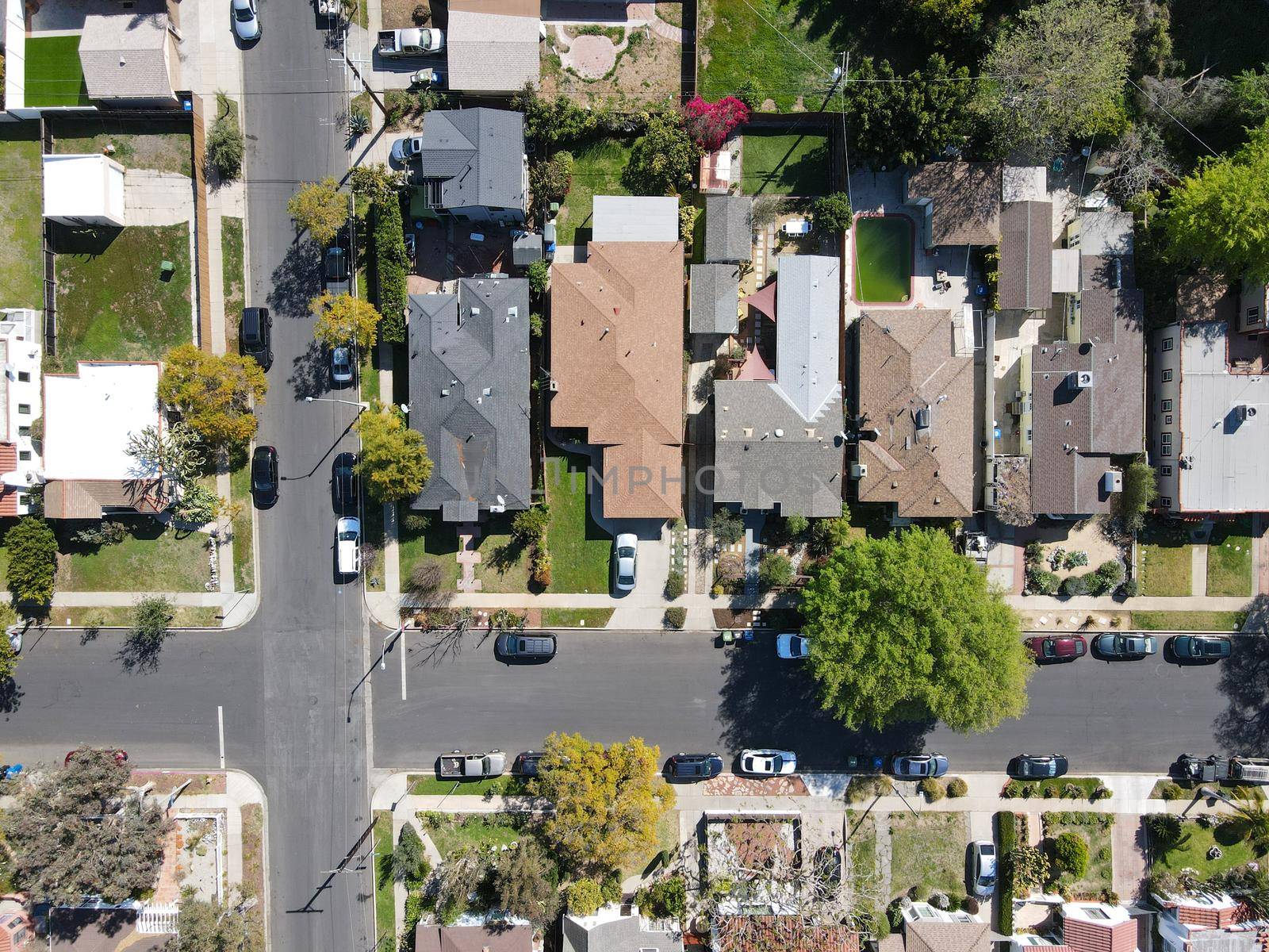 Aerial view above Reynier Village neighborhood in West Los Angeles by Bonandbon